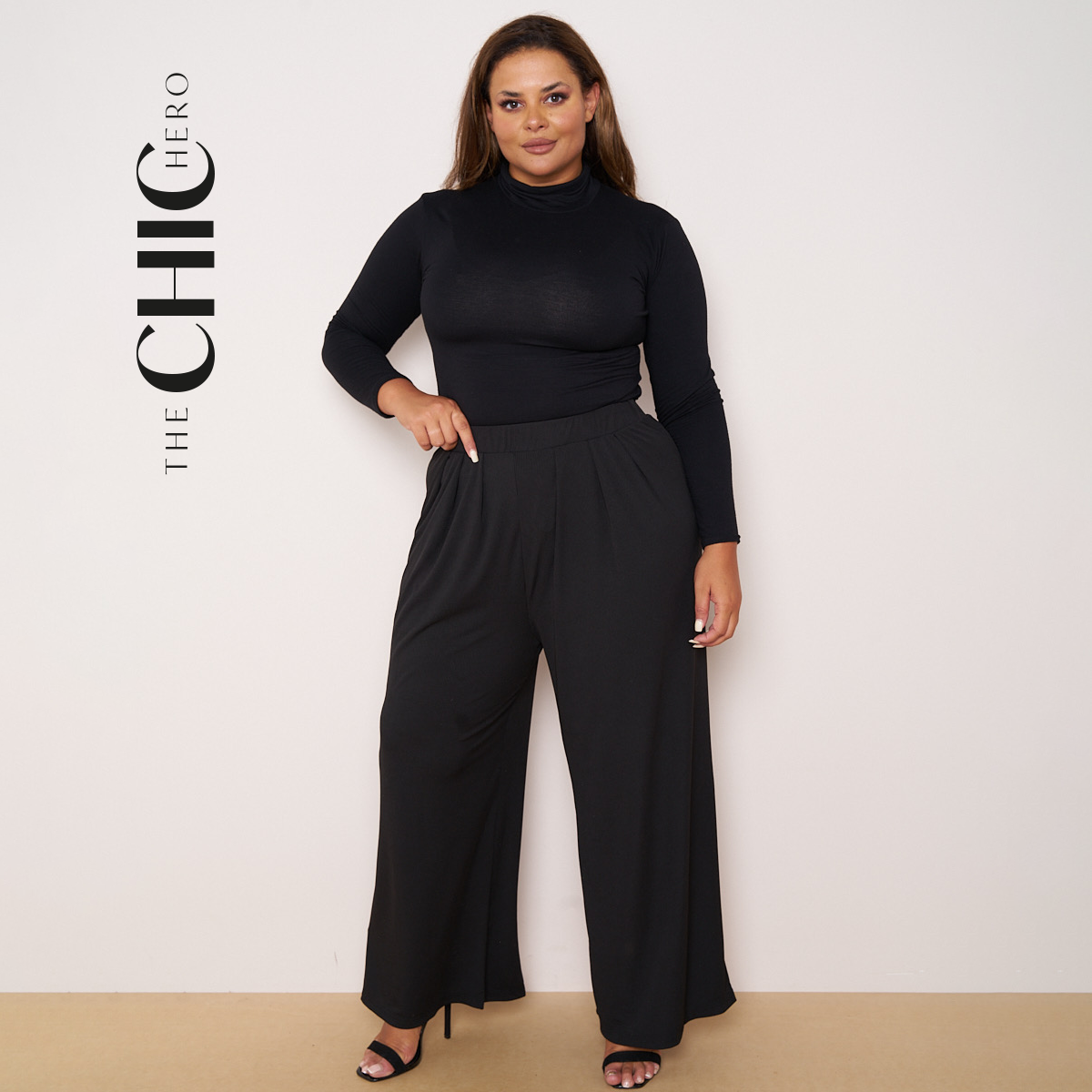 Black Wide-Leg Drawstring Pants Palazzo Pleated Pants