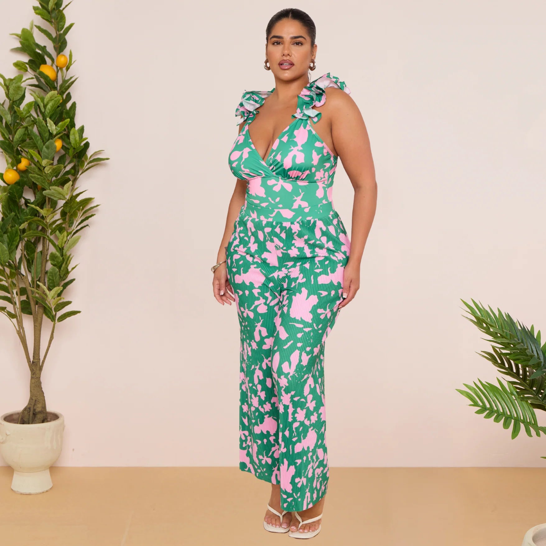 Indigo Chic Ruffled One Piece Swimwear&Pants