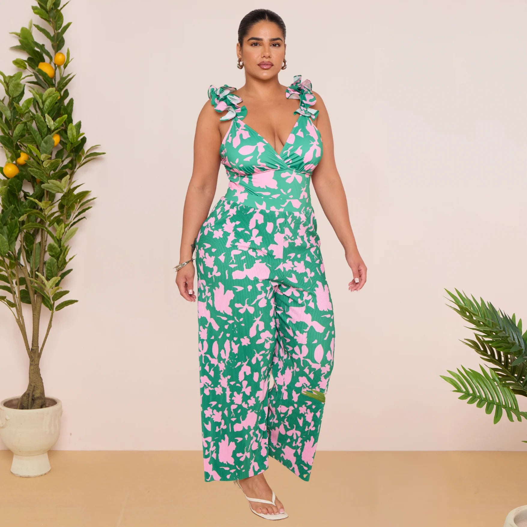 Indigo Chic Ruffled One Piece Swimwear&Pants
