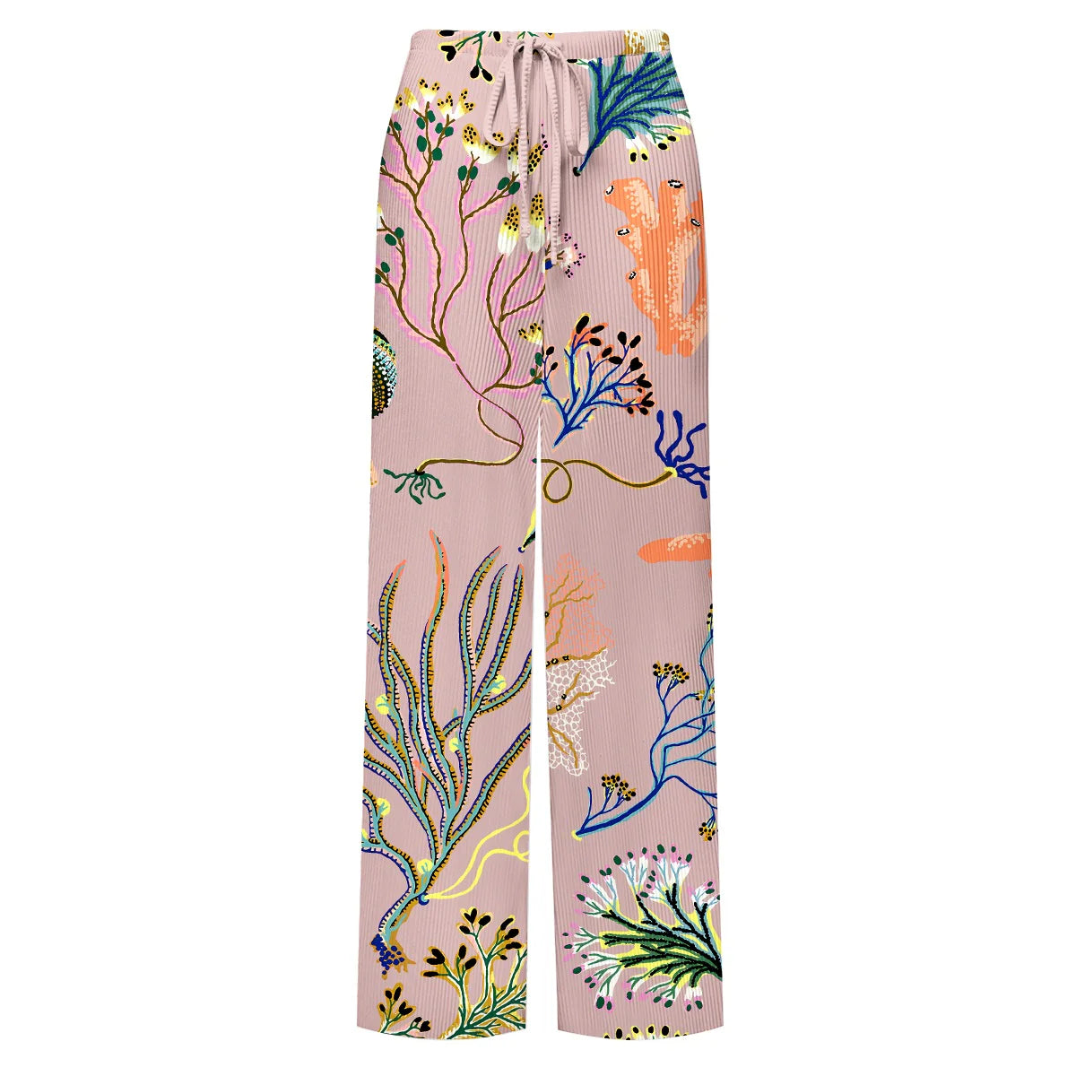 Sea-Inspired Tropical Reef Print One-Piece Swimsuit&Pants