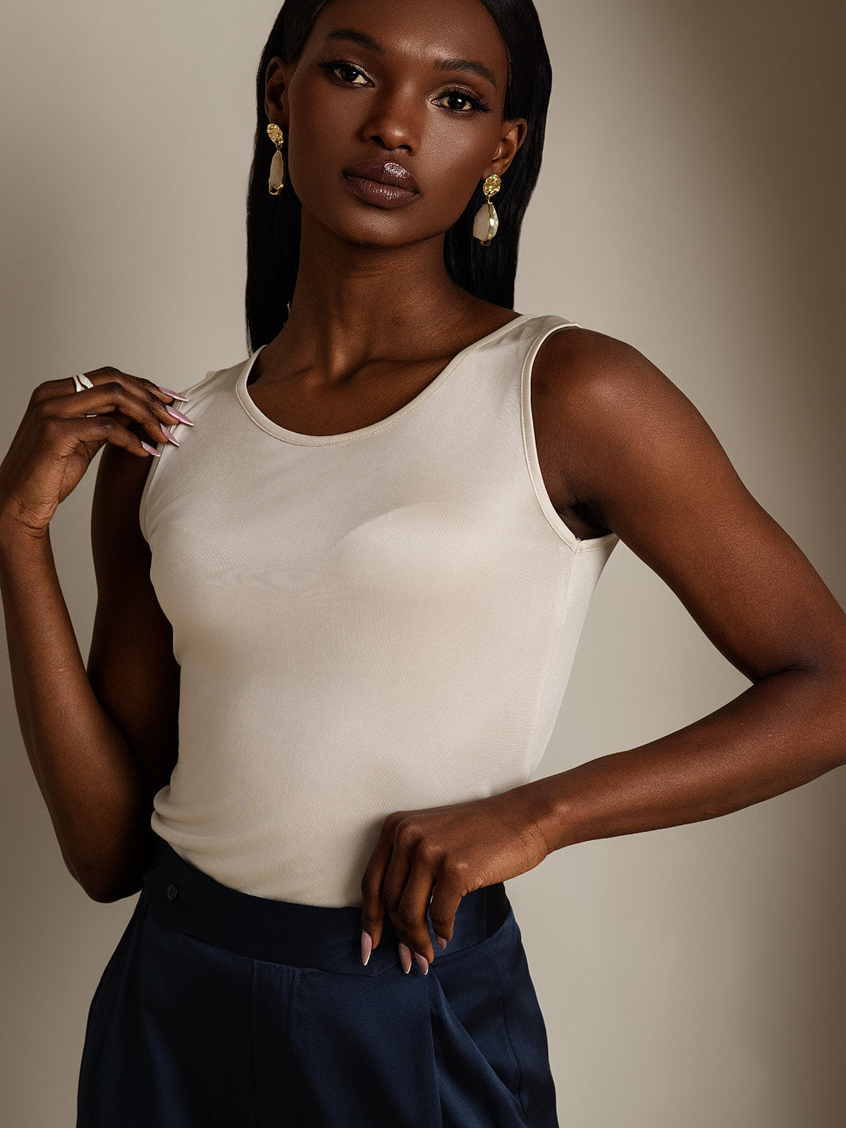 Silk Knitted Lounge Sleeveless Tank Top