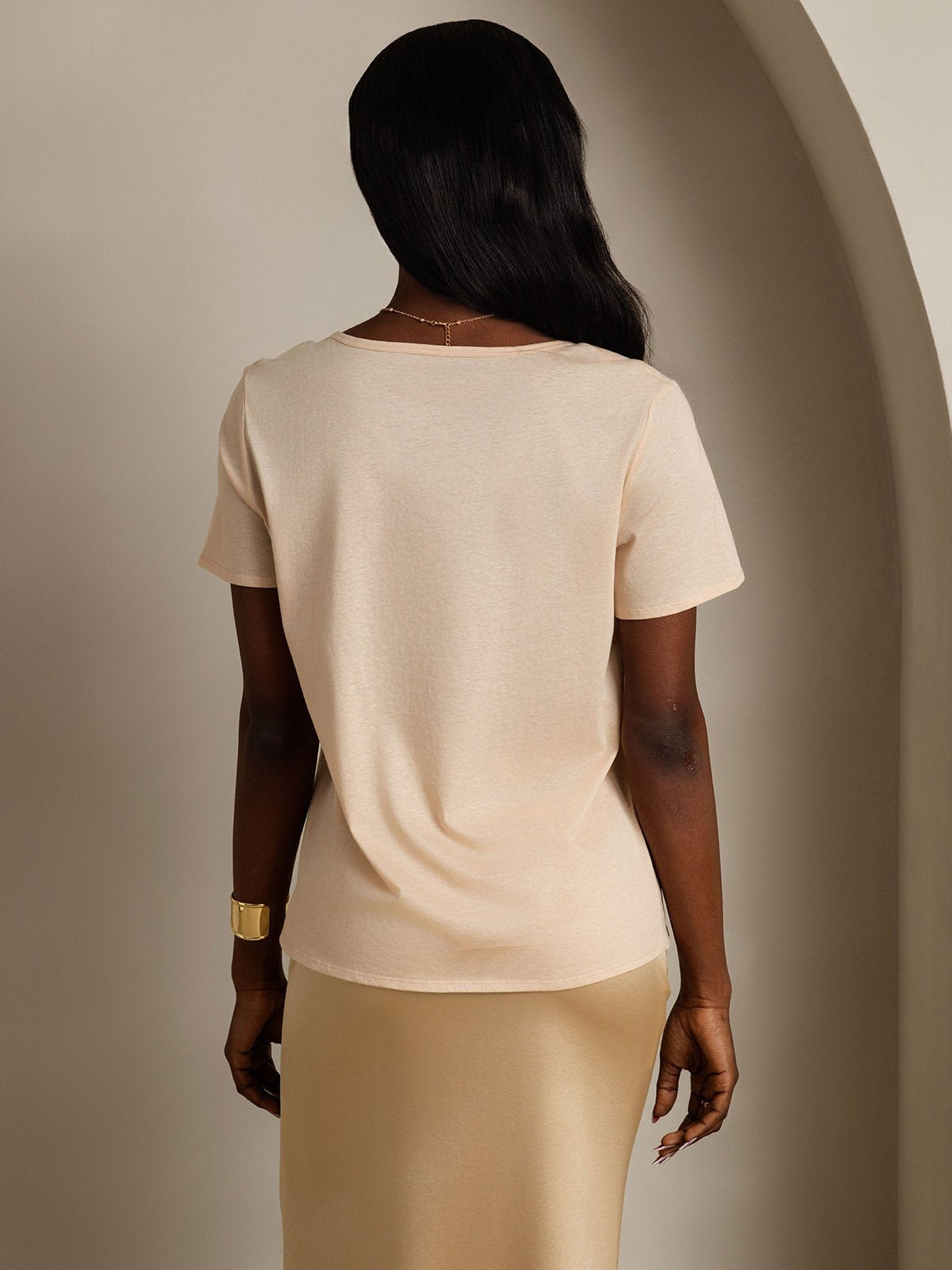 Silk Blend V-neck Women's T-Shirt