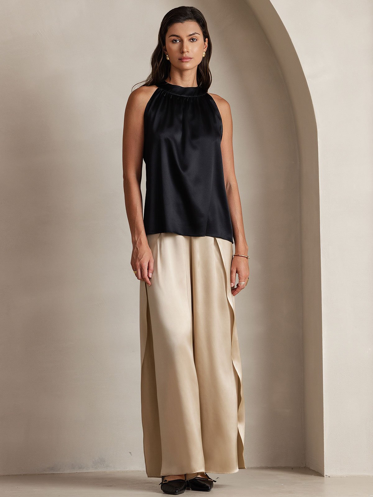 19Momme Silk Relaxed Sleeveless Halter Top