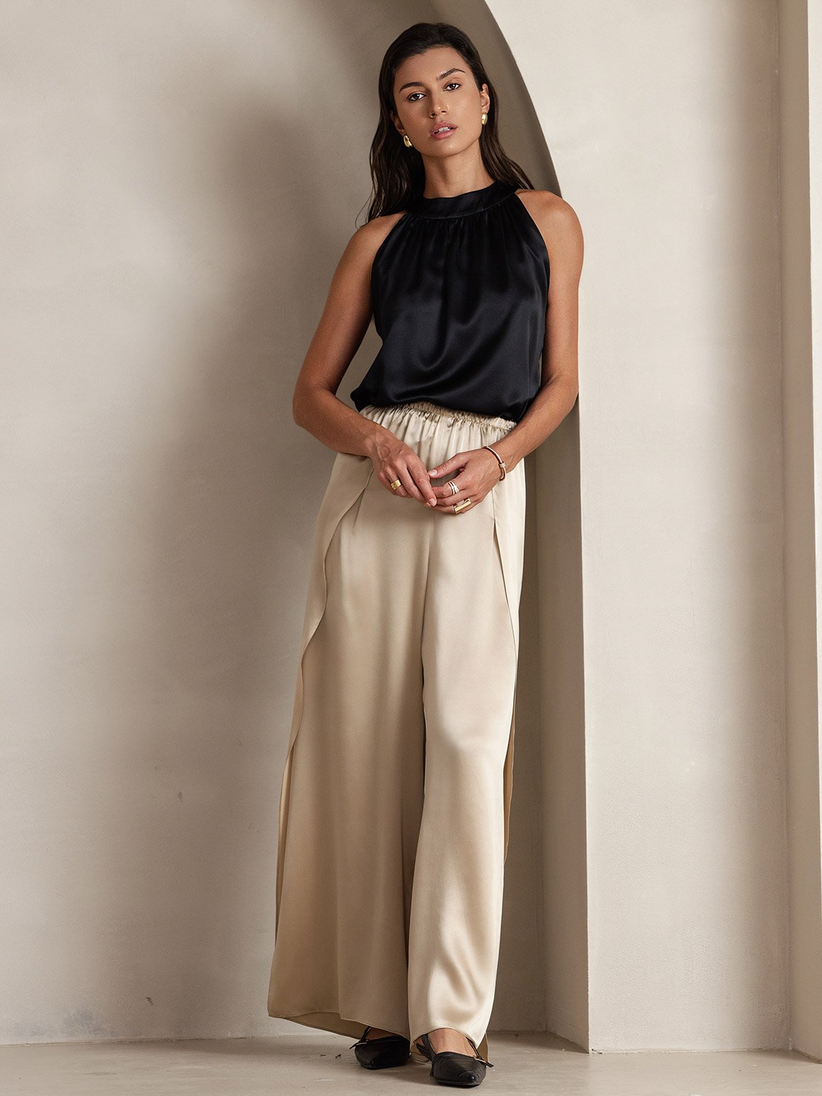 19Momme Silk Relaxed Sleeveless Halter Top