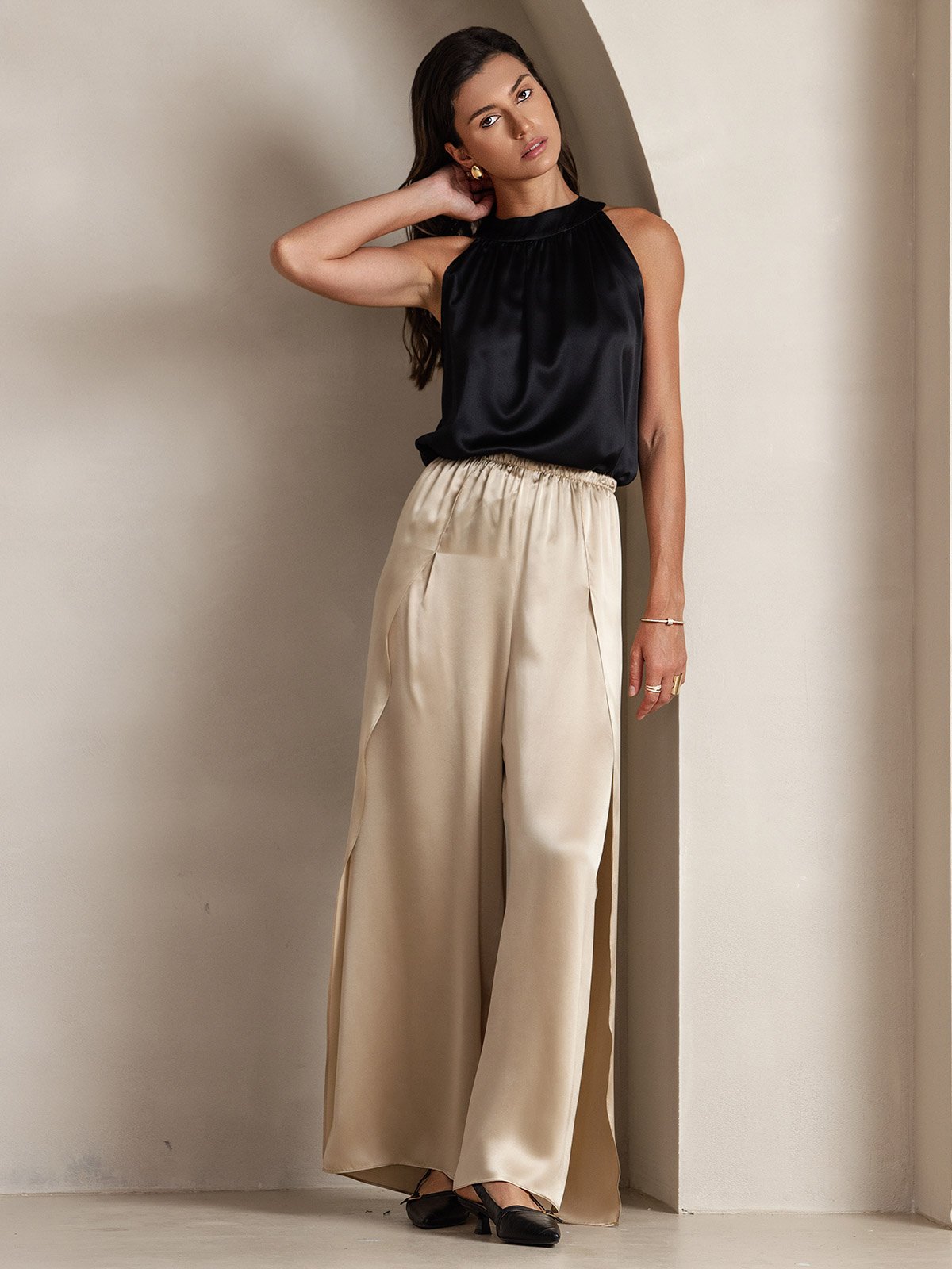 19Momme Silk Relaxed Sleeveless Halter Top