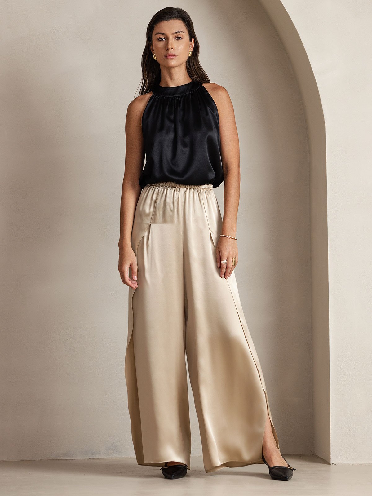 19Momme Silk Relaxed Sleeveless Halter Top