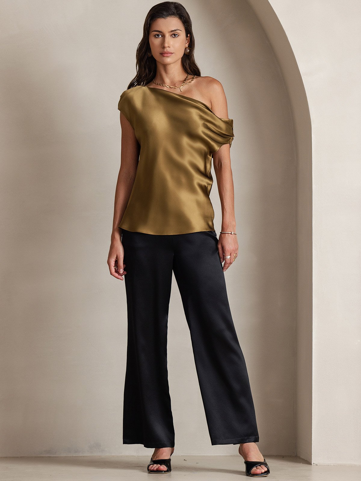 19Momme Silk High Waist Boot Cut Women's Pants