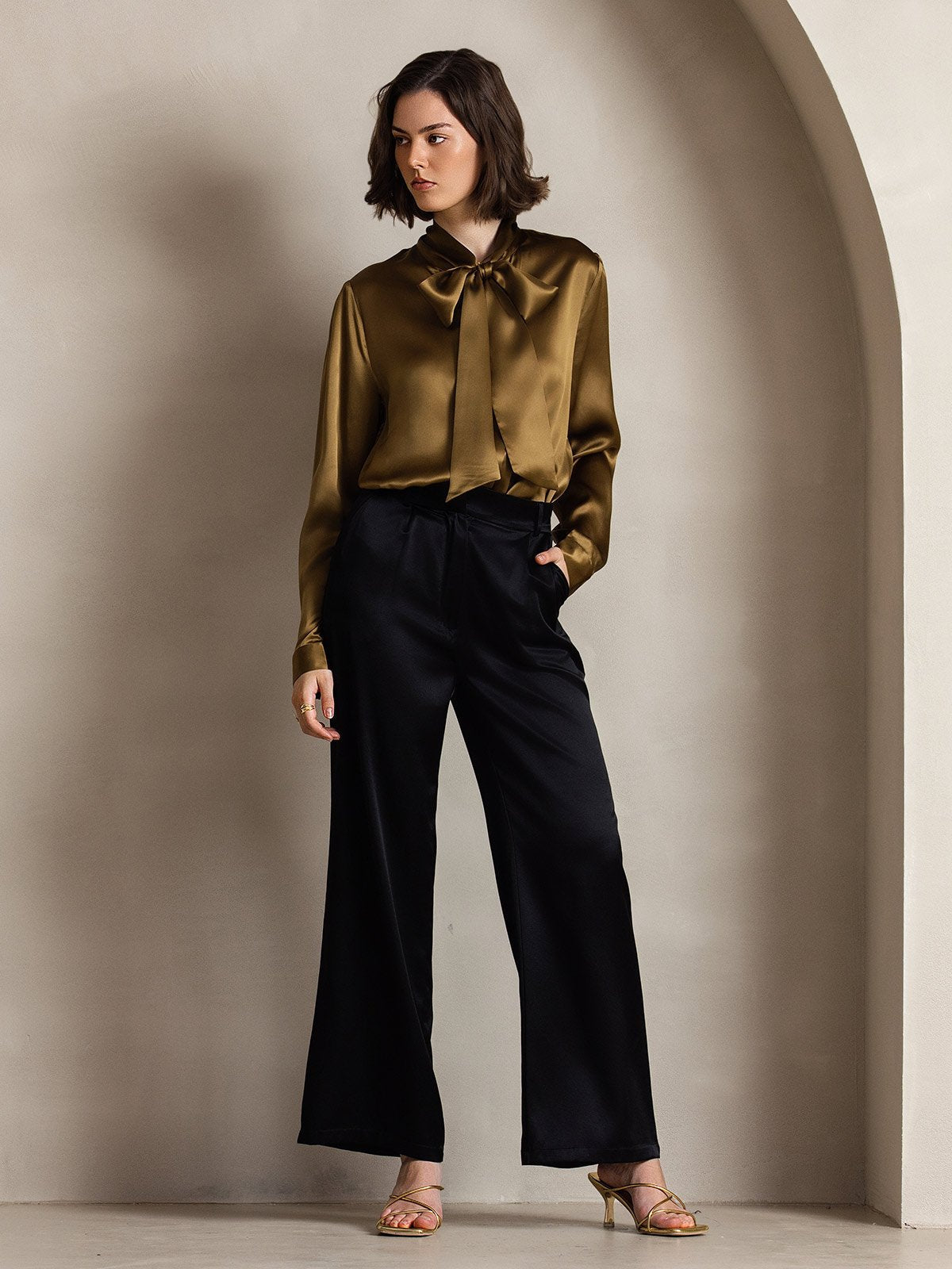 19Momme Silk High Waist Boot Cut Women's Pants