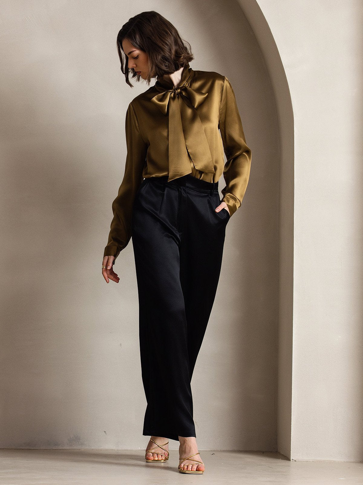 19Momme Silk High Waist Boot Cut Women's Pants