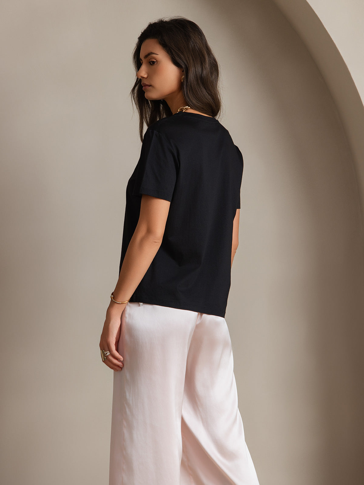 Silk Knitted Round Neck T-Shirt