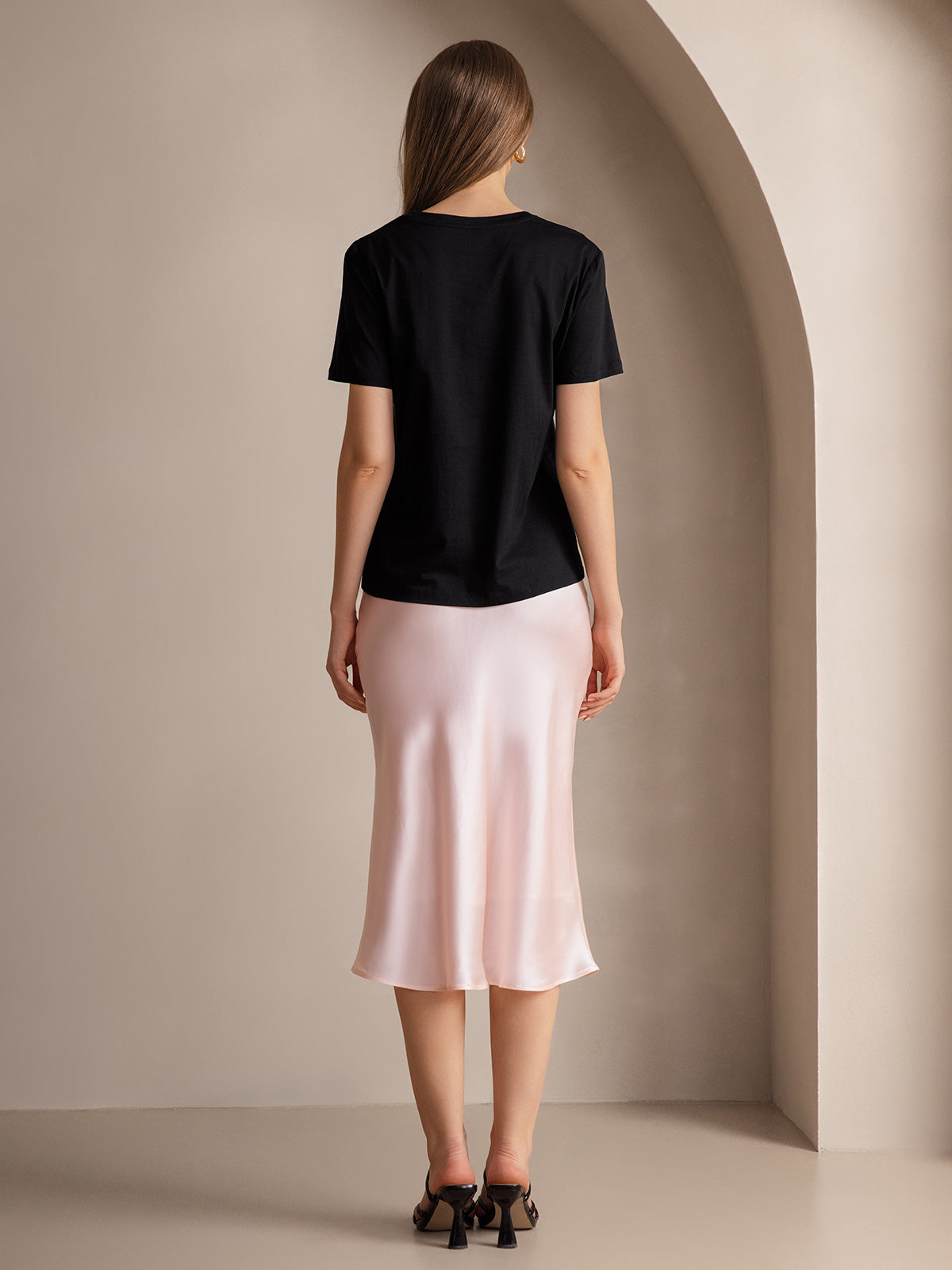 Silk Knitted Basic Round Neck T-Shirt