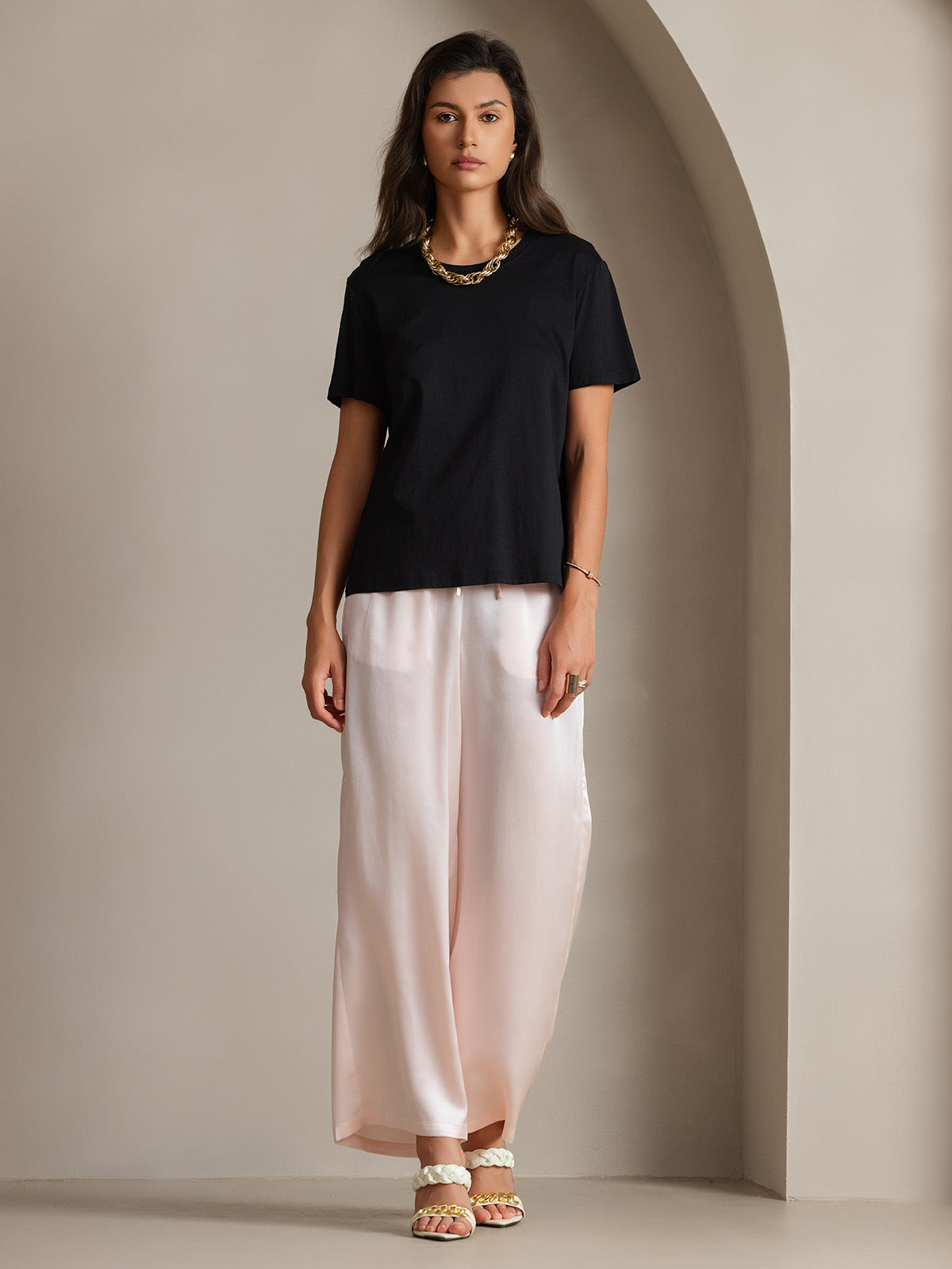 Silk Knitted Round Neck T-Shirt