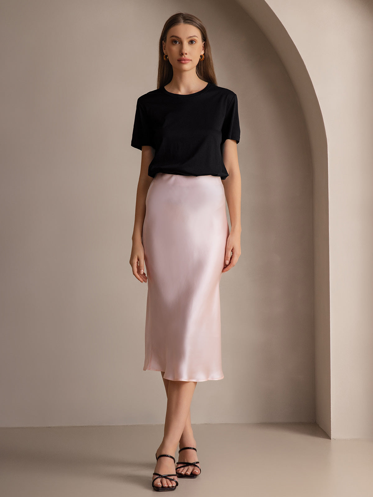 Silk Knitted Basic Round Neck T-Shirt