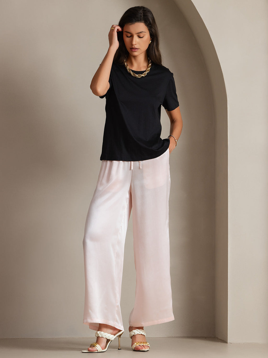 Silk Knitted Round Neck T-Shirt