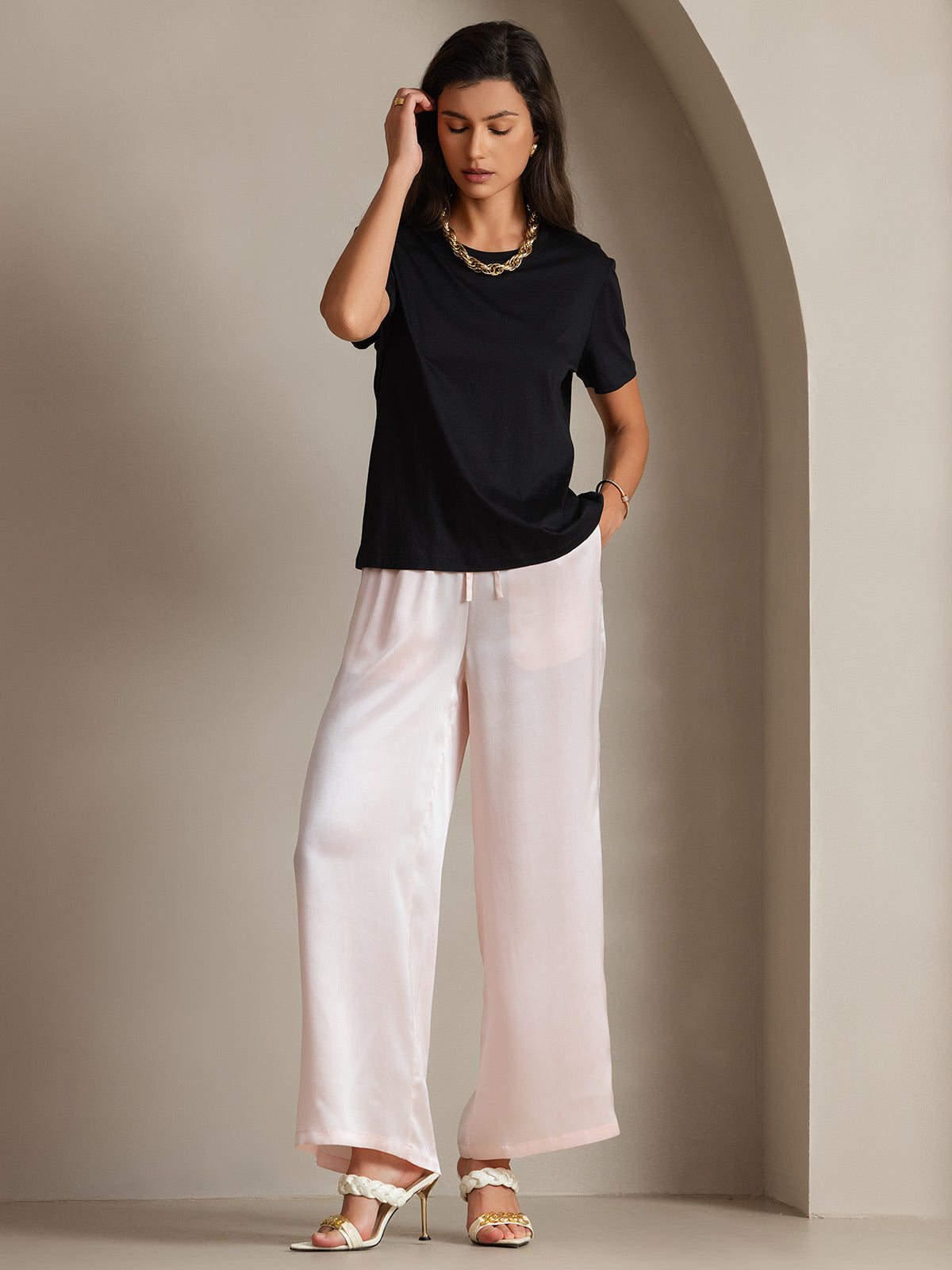 Silk Knitted Round Neck T-Shirt