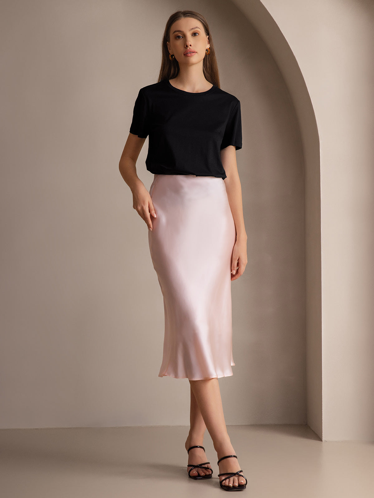 Silk Knitted Basic Round Neck T-Shirt