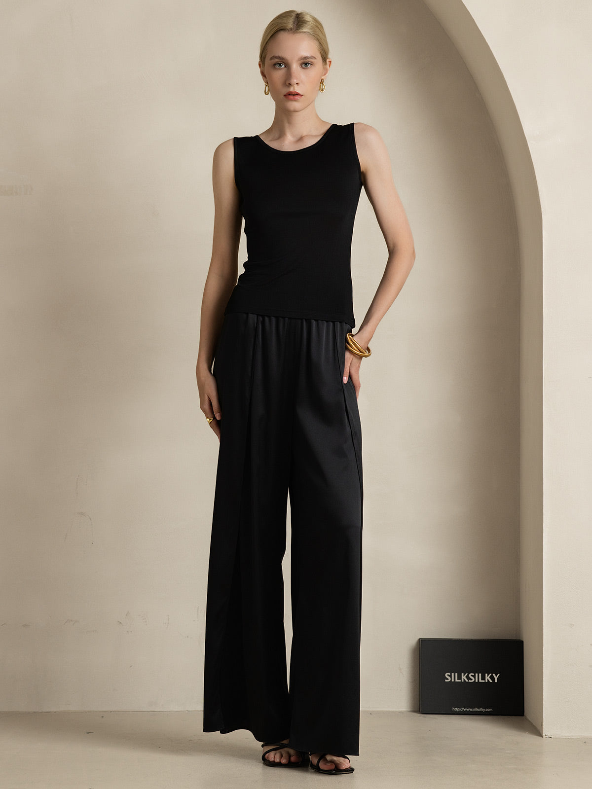 Silk Knitted Lounge Round-Neck Tank Top