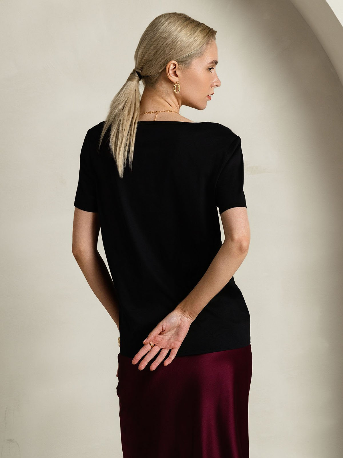 Silk Blend V-neck Women's T-Shirt
