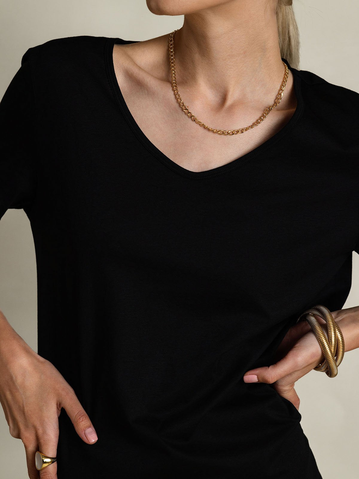 Silk Blend V-neck Women's T-Shirt