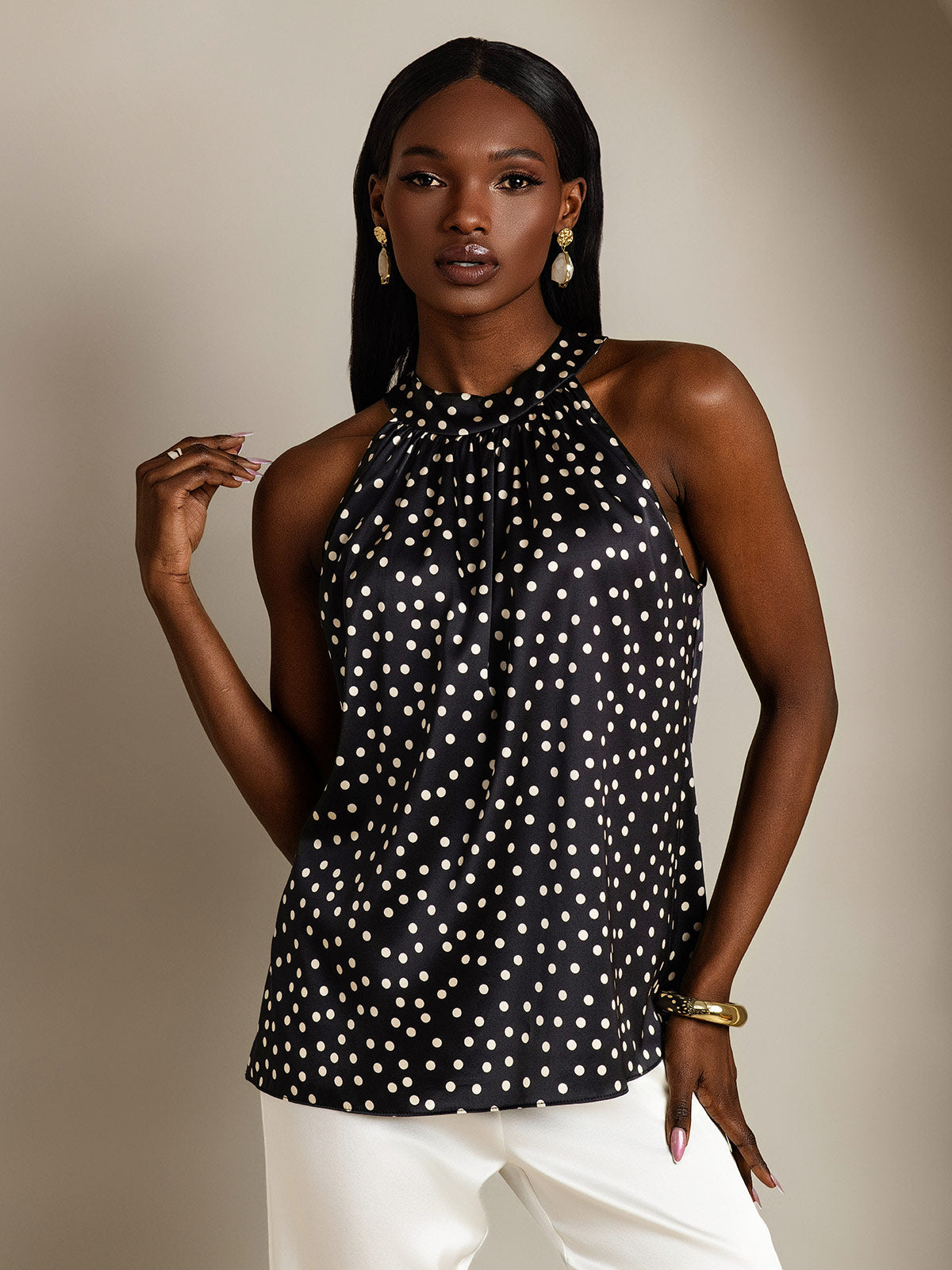 19Momme Silk Relaxed Sleeveless Halter Top