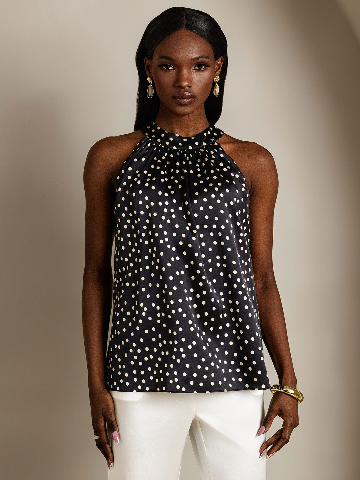 19Momme Silk Relaxed Sleeveless Halter Top