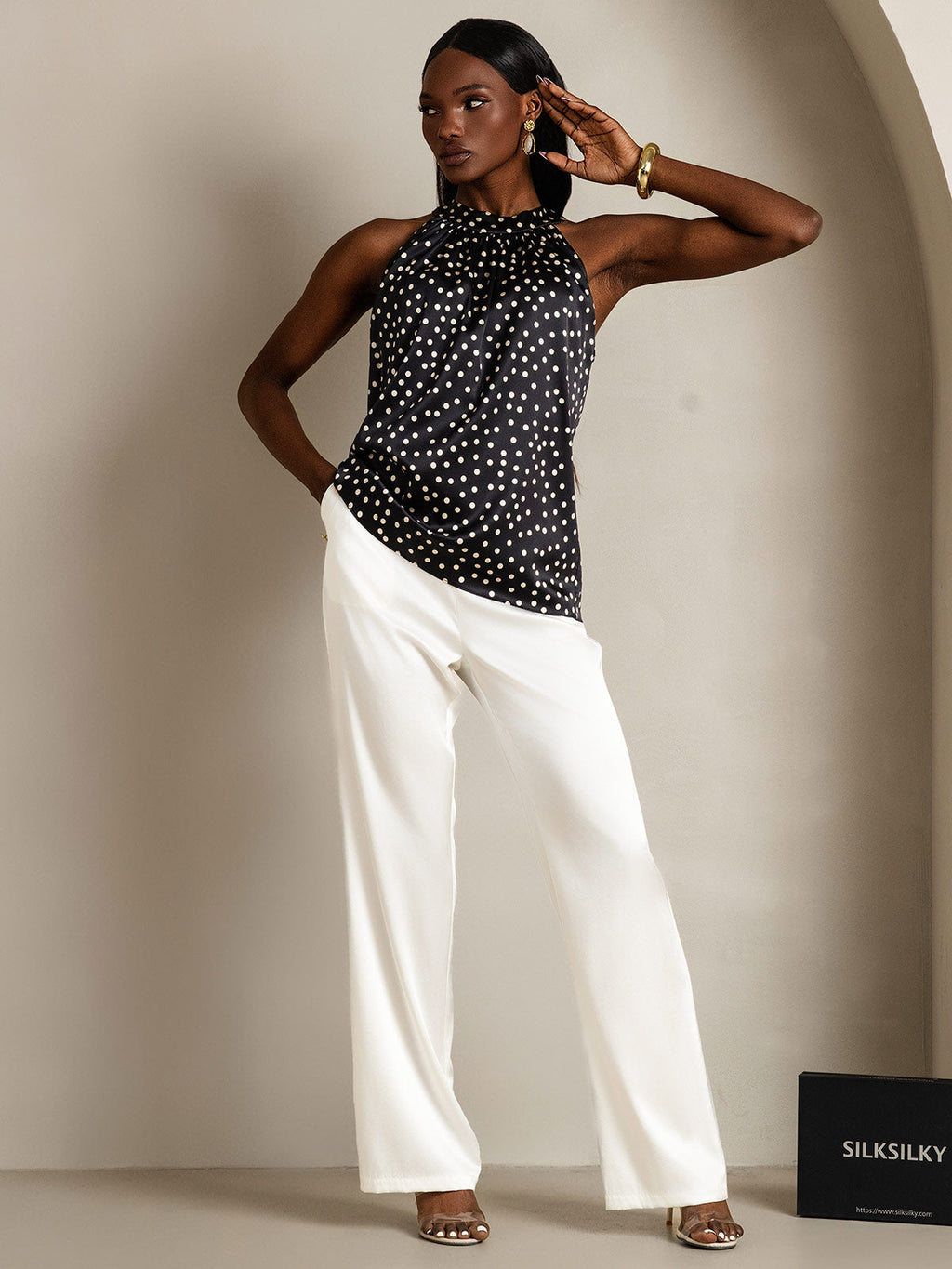 19Momme Silk Relaxed Sleeveless Halter Top