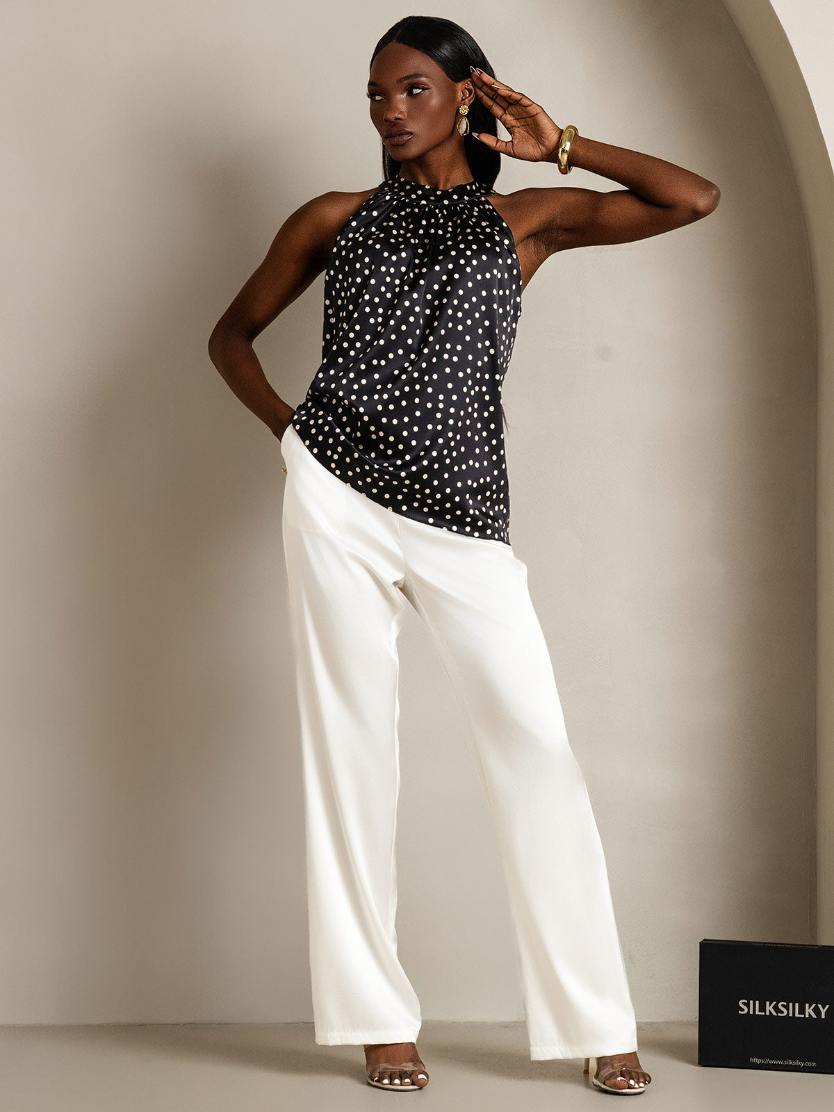19Momme Silk Relaxed Sleeveless Halter Top