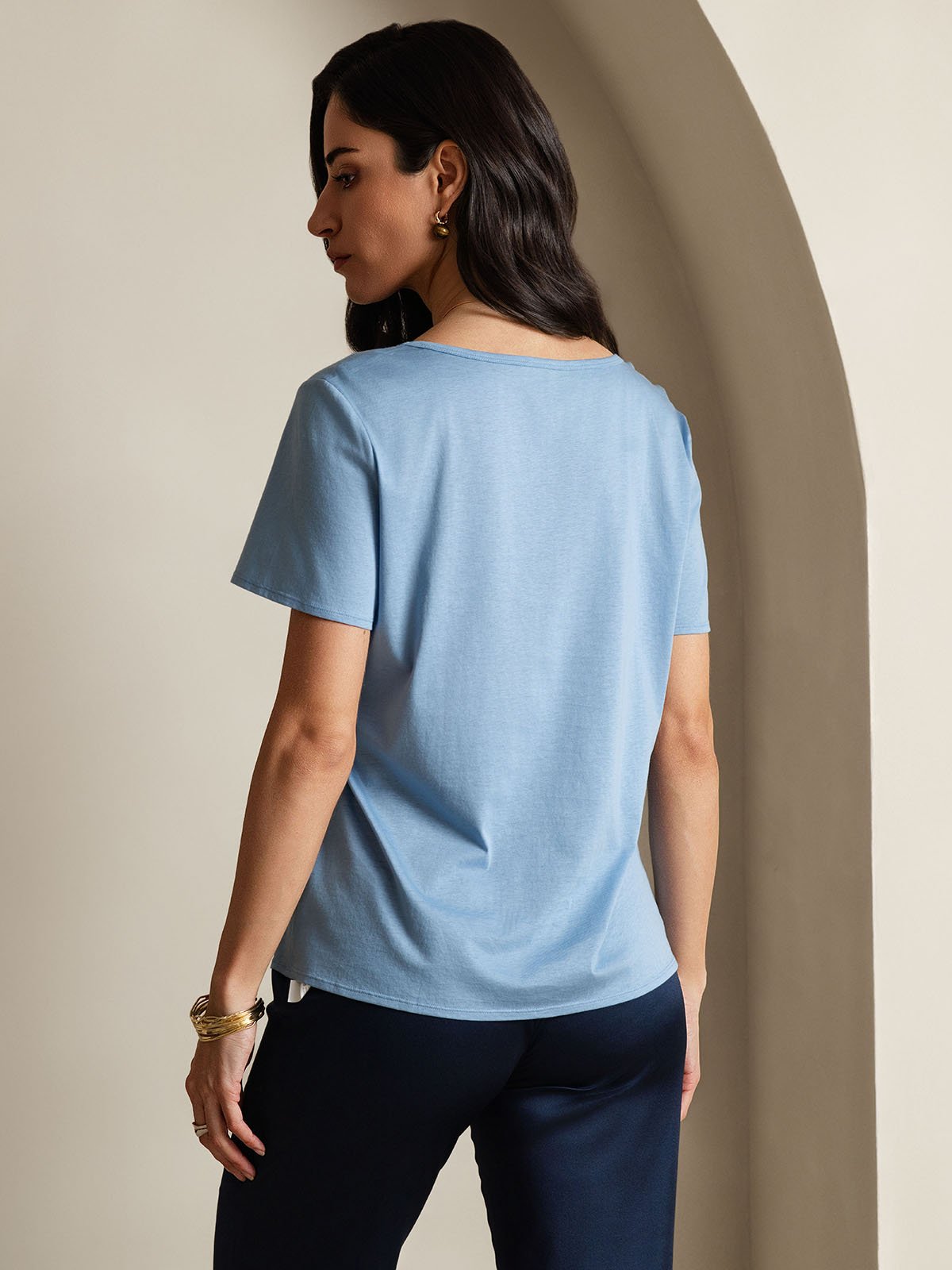 Silk Blend V-neck Women's T-Shirt