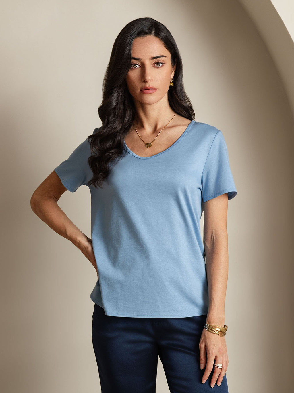 Silk Blend V-neck Women's T-Shirt