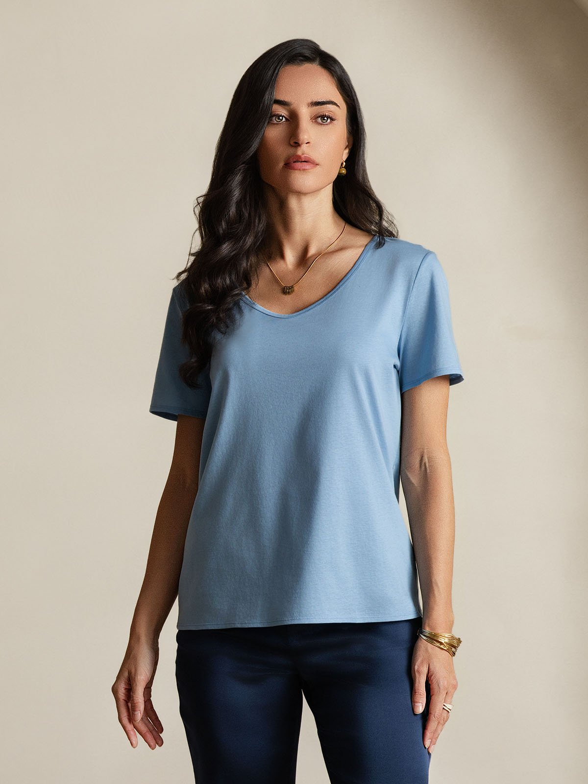 Silk Blend V-neck Women's T-Shirt
