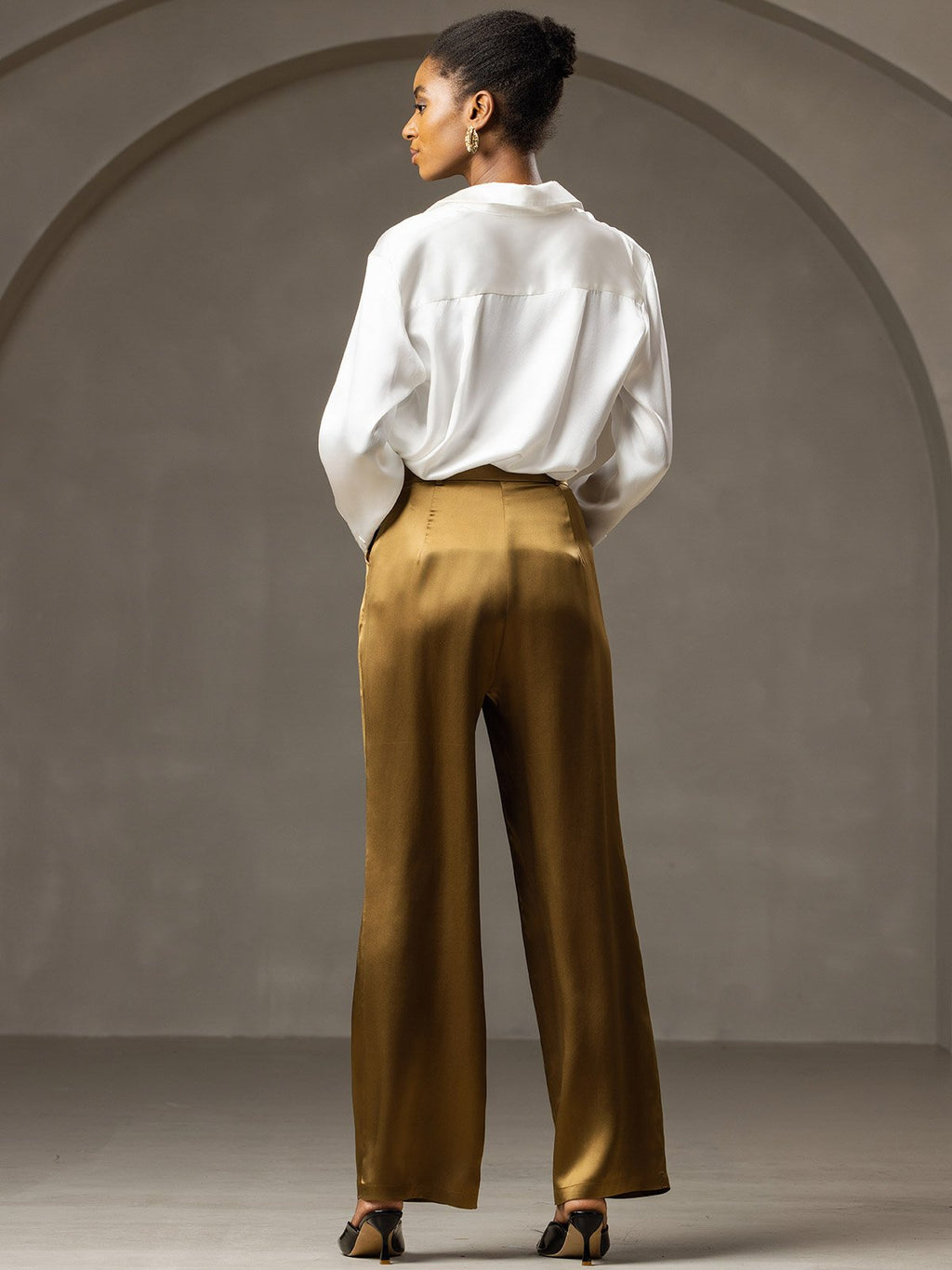 19Momme Silk High Waist Boot Cut Women's Pants