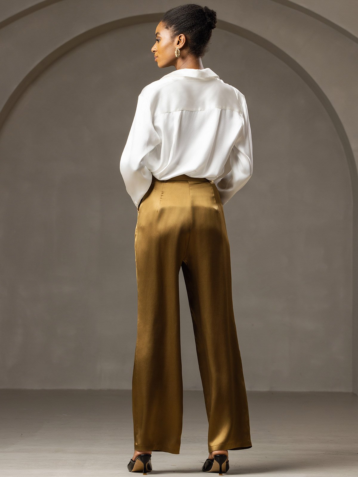 19Momme Silk High Waist Boot Cut Women's Pants