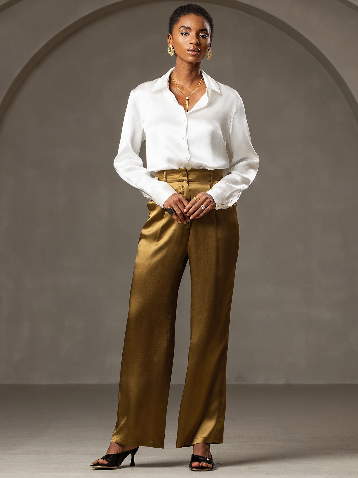 19Momme Silk High Waist Boot Cut Women's Pants