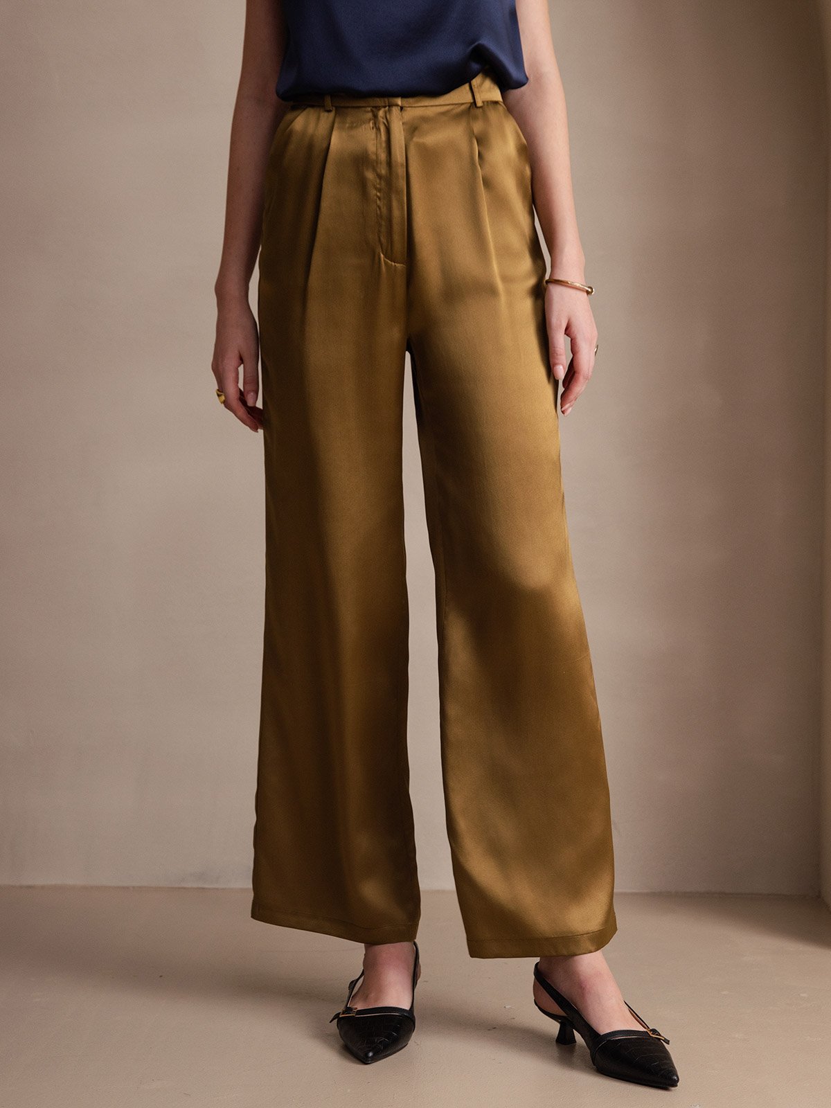 19Momme Silk High Waist Boot Cut Women's Pants