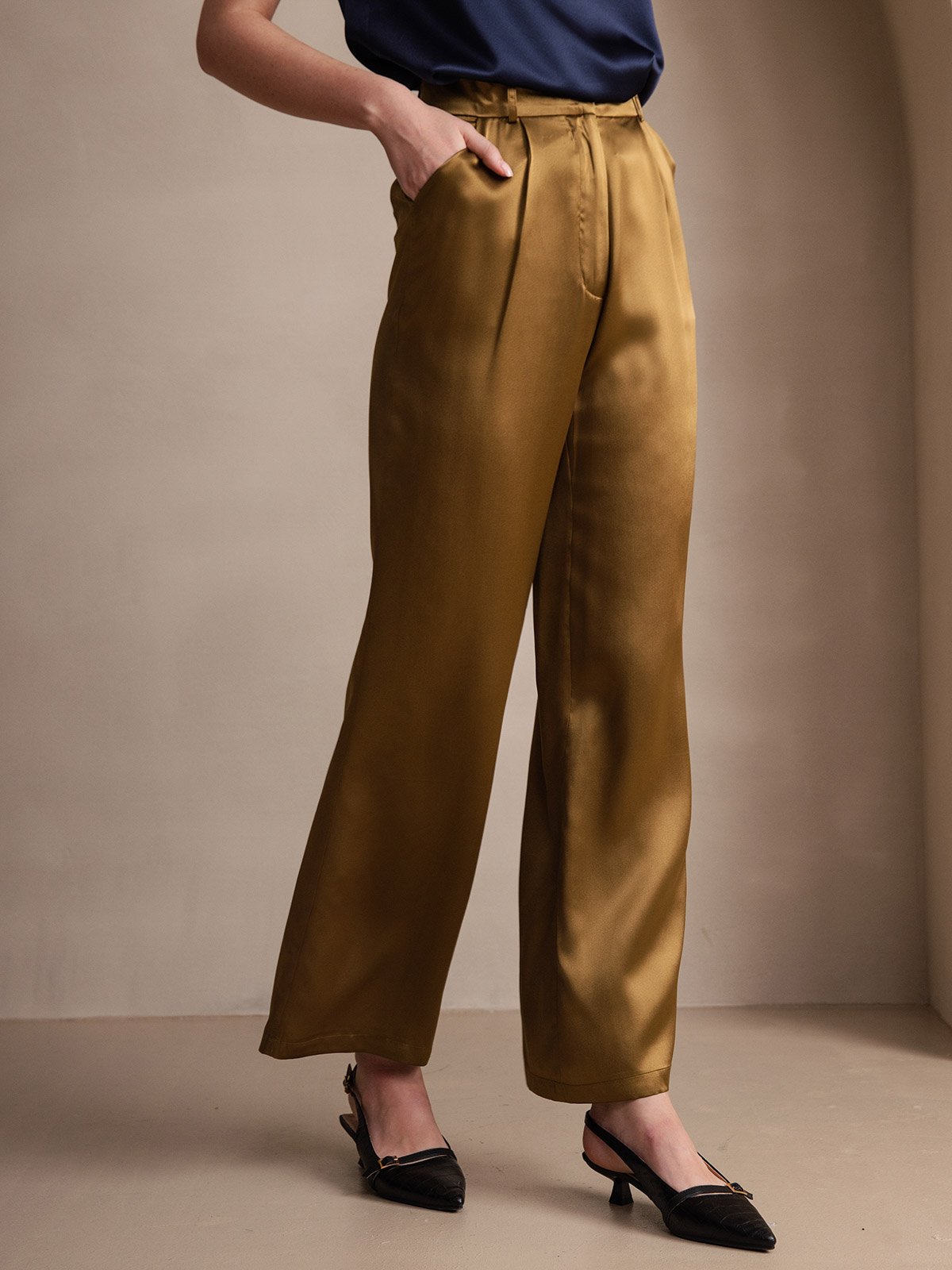 19Momme Silk High Waist Boot Cut Women's Pants