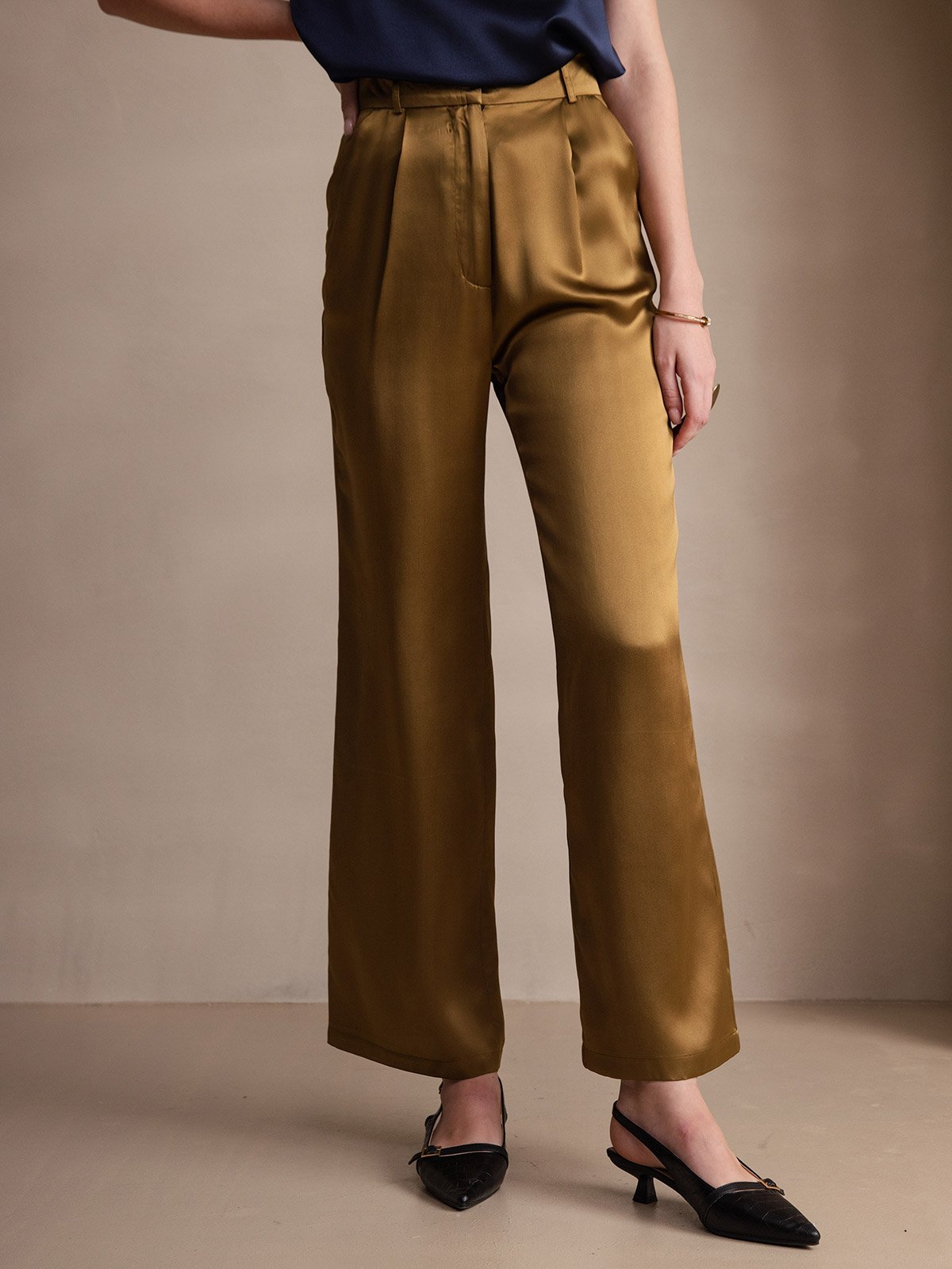 19Momme Silk High Waist Boot Cut Women's Pants