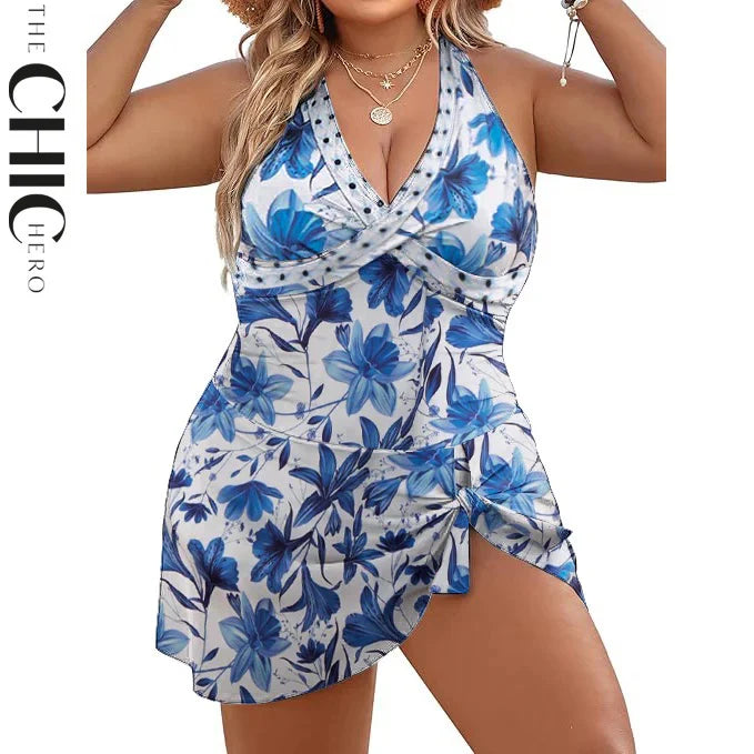 Boho Breeze Blue Floral One Piece  Swimsuit