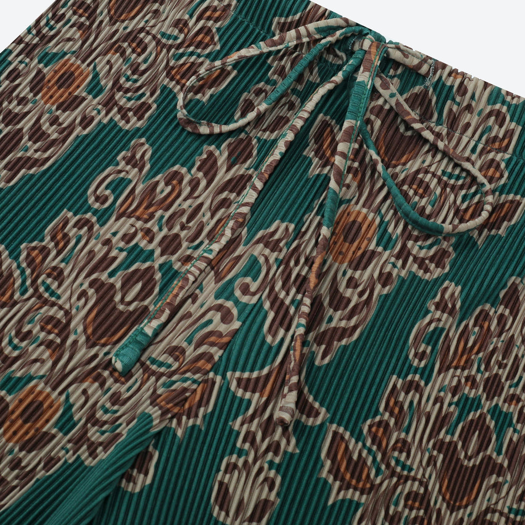 Dark Green Retro V-Neck Vest Top & Pleated Pants