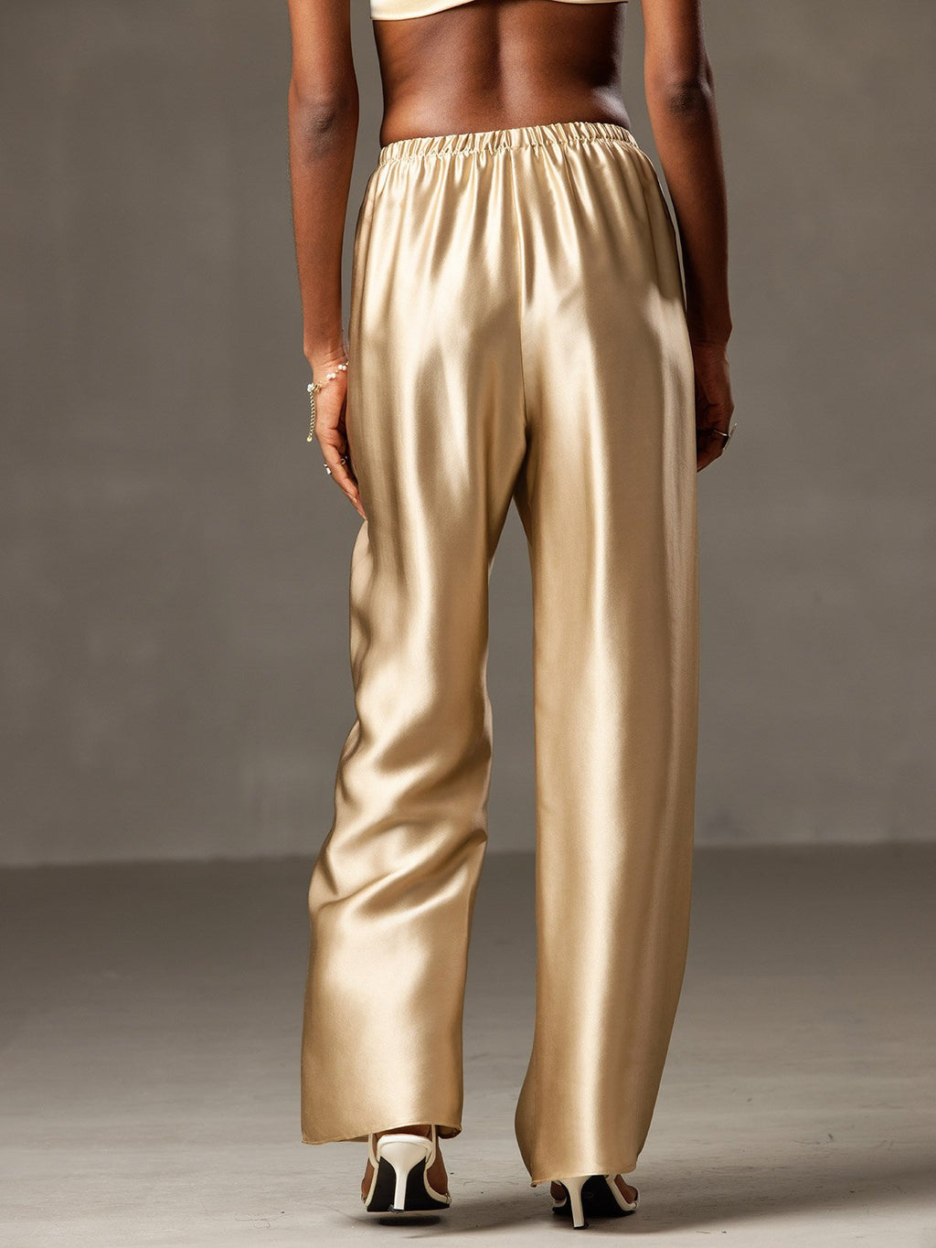 19Momme Silk Wide Leg Women's Pants with Elastic Waist Design