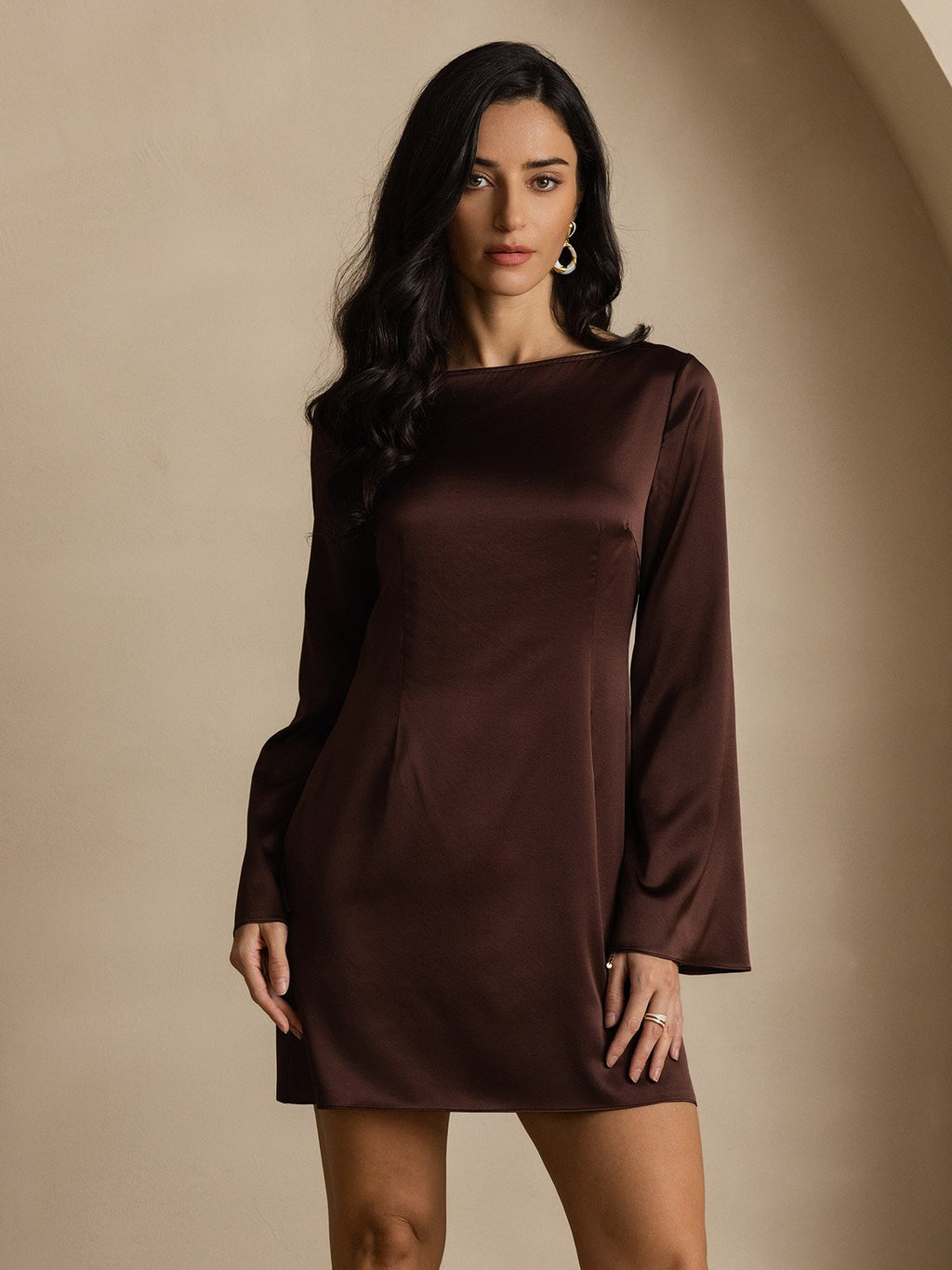 19Momme Silk Elegant Long Sleeve Dress