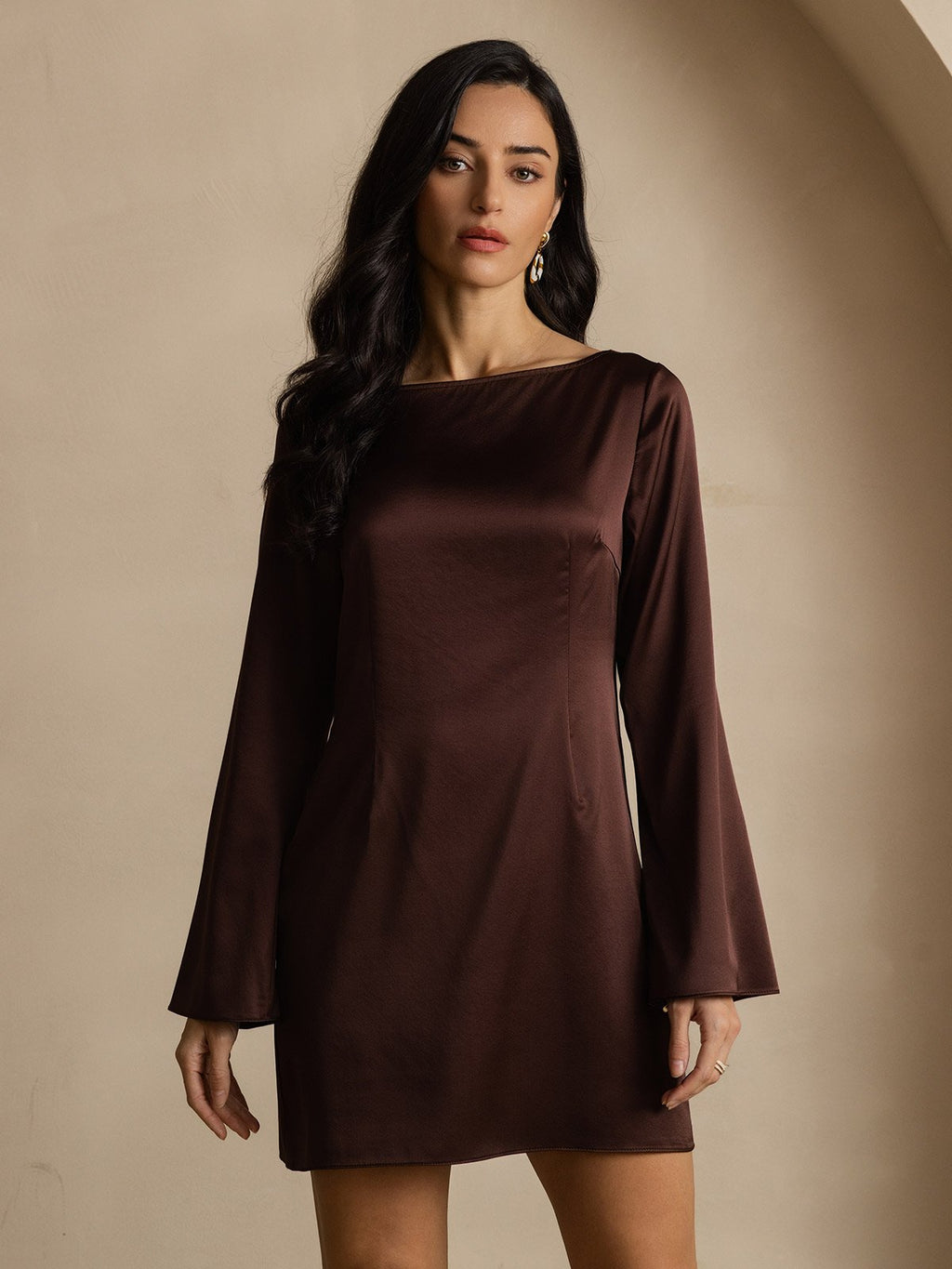 19Momme Silk Elegant Long Sleeve Dress