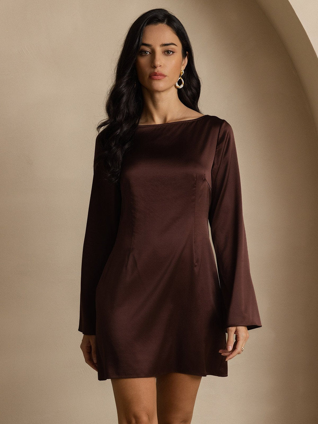 19Momme Silk Elegant Long Sleeve Dress