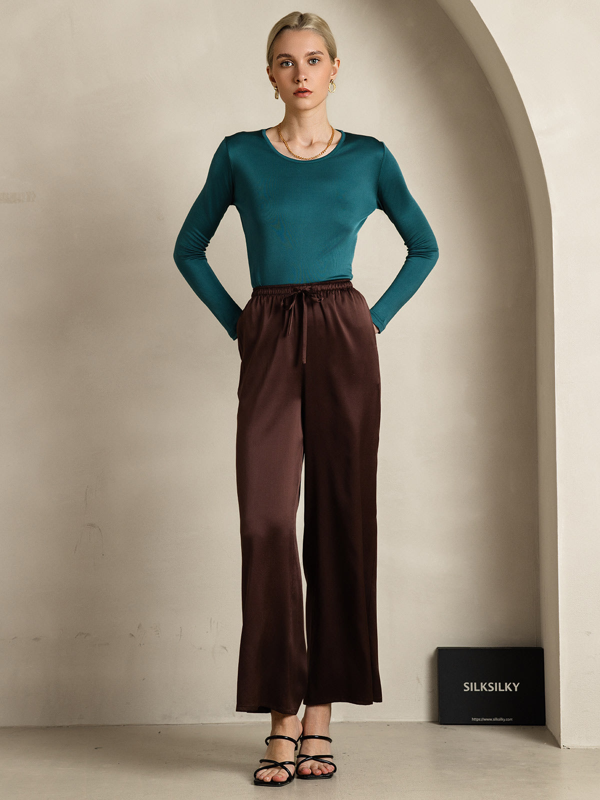 Women's Pure Silk Wide Leg Pants