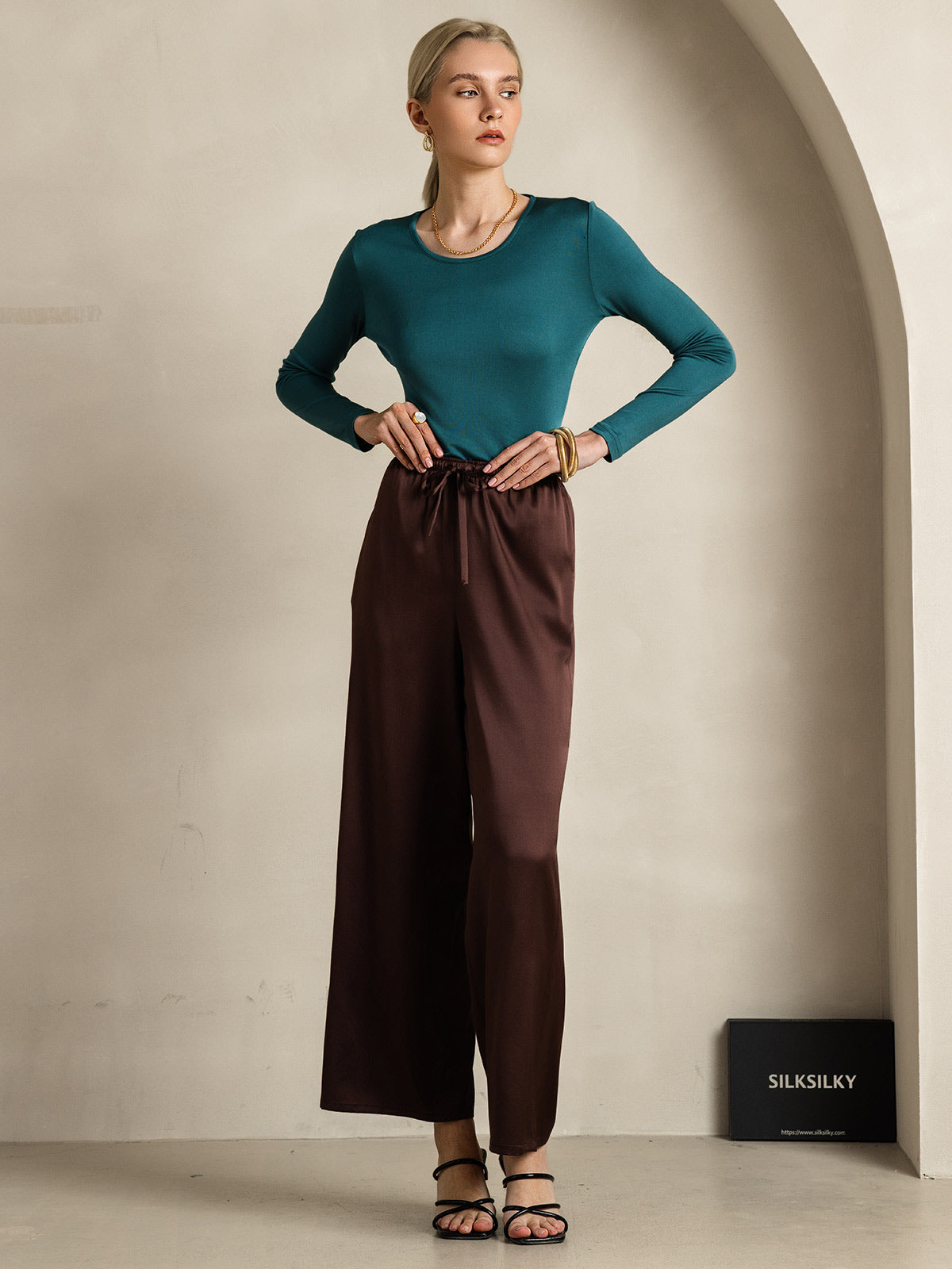 Women's Pure Silk Wide Leg Pants