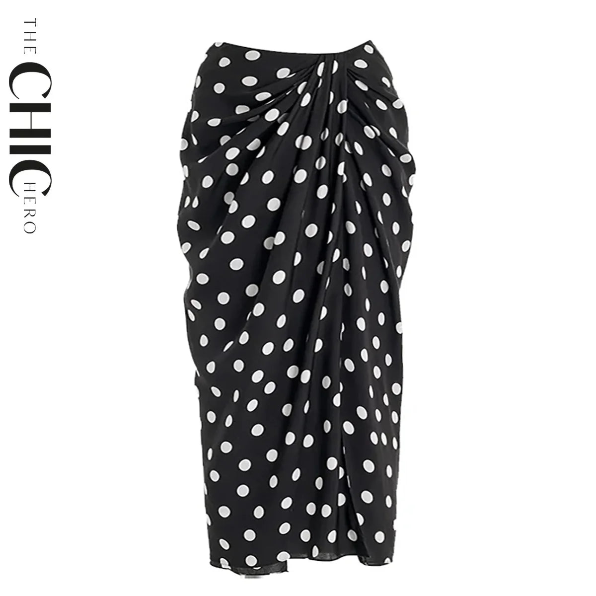 Black Polka Dot Off Shoulder One-Piece Swimsuit&Skirt