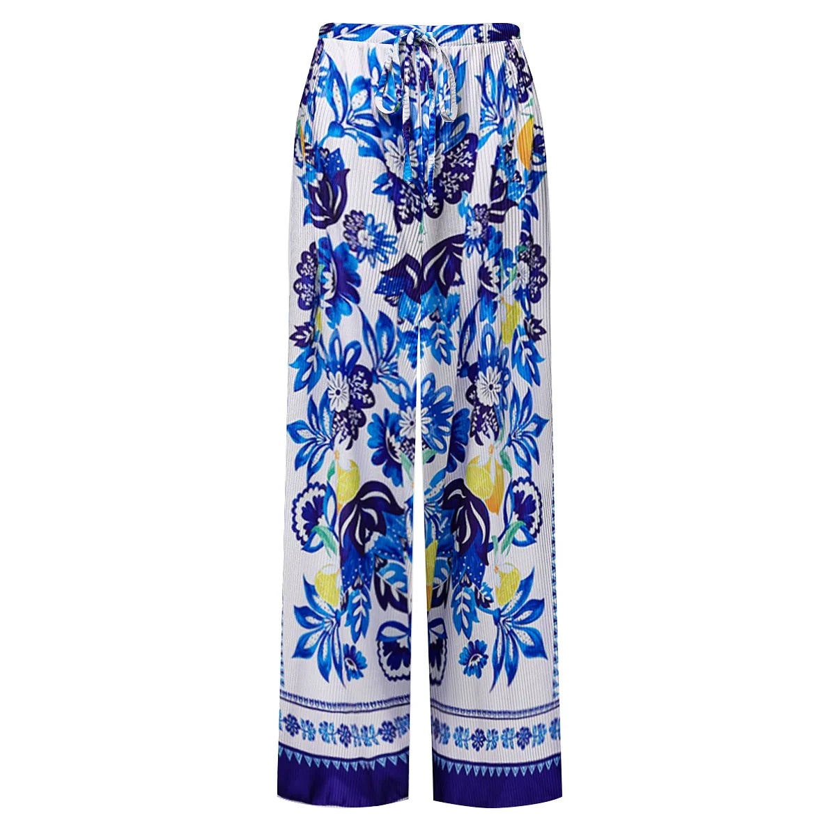 Lemon Blue Floral Print One-Piece Swimsuit&Skirt&Pants
