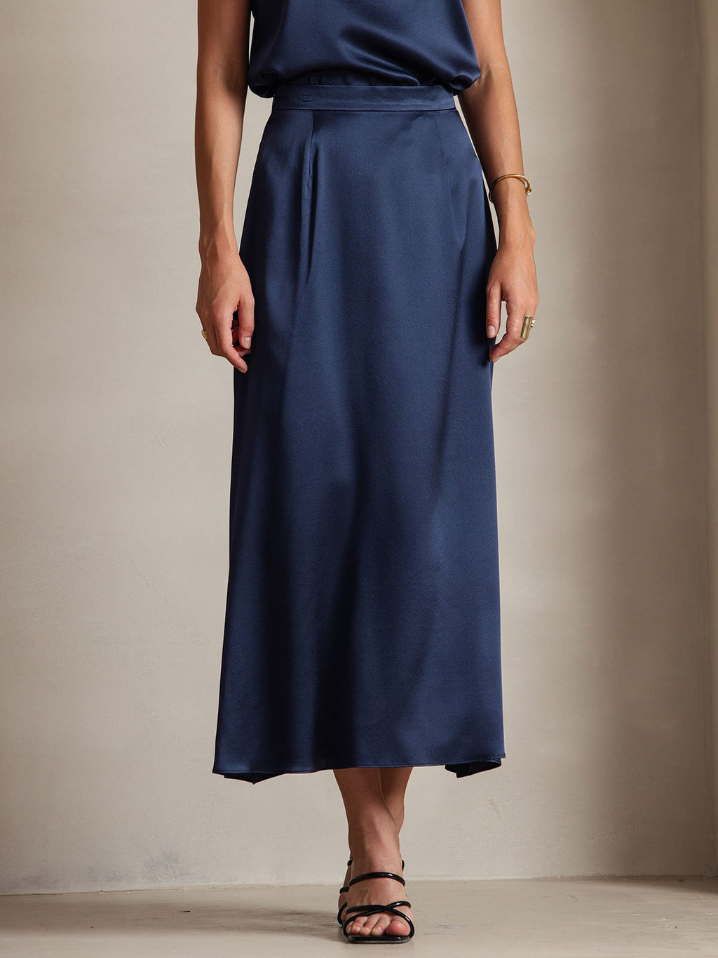 19Momme Silk A Line Maxi Skirt with Zipper Design