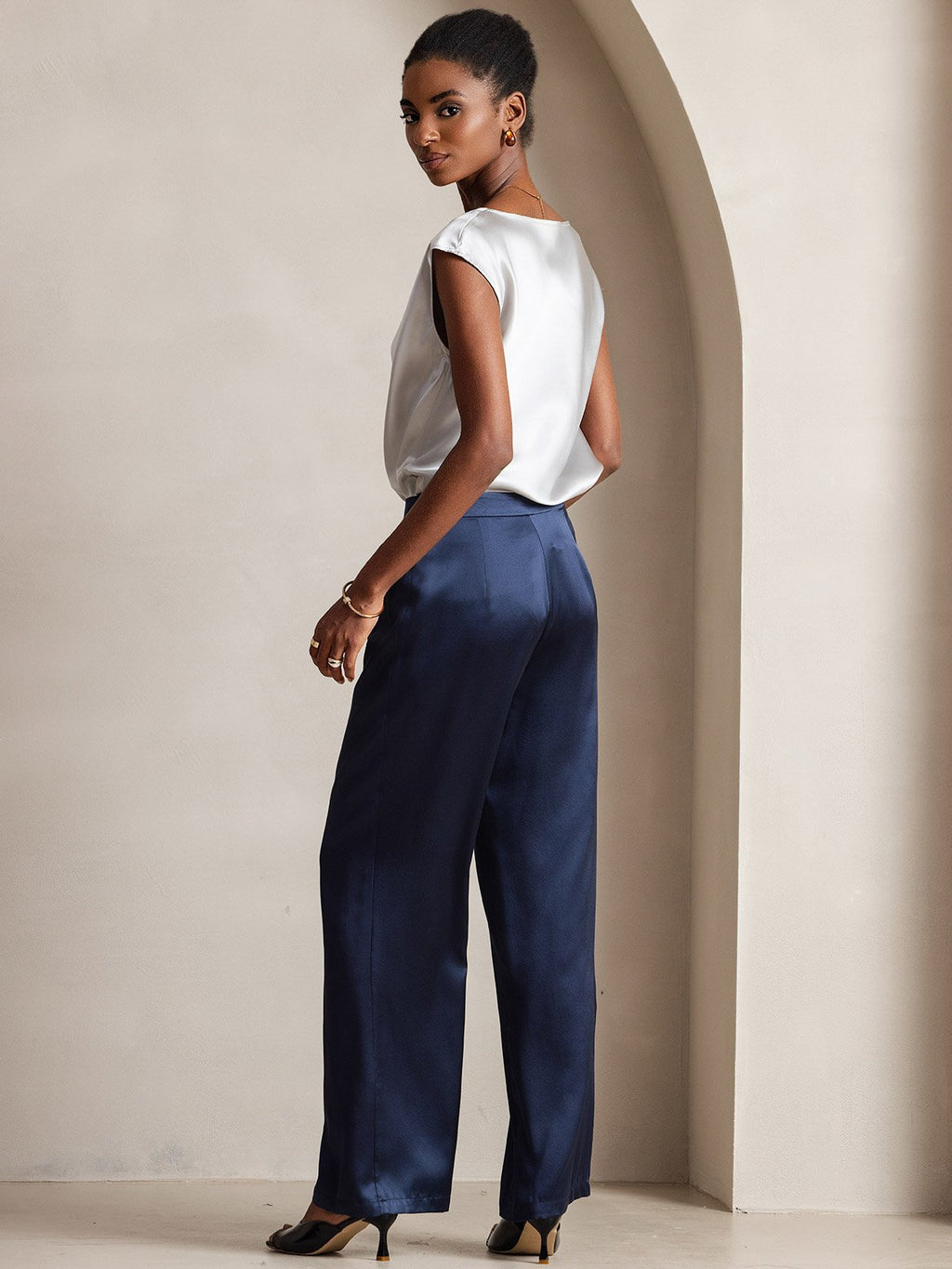 19Momme Silk High Waist Wide Leg Women's Pants