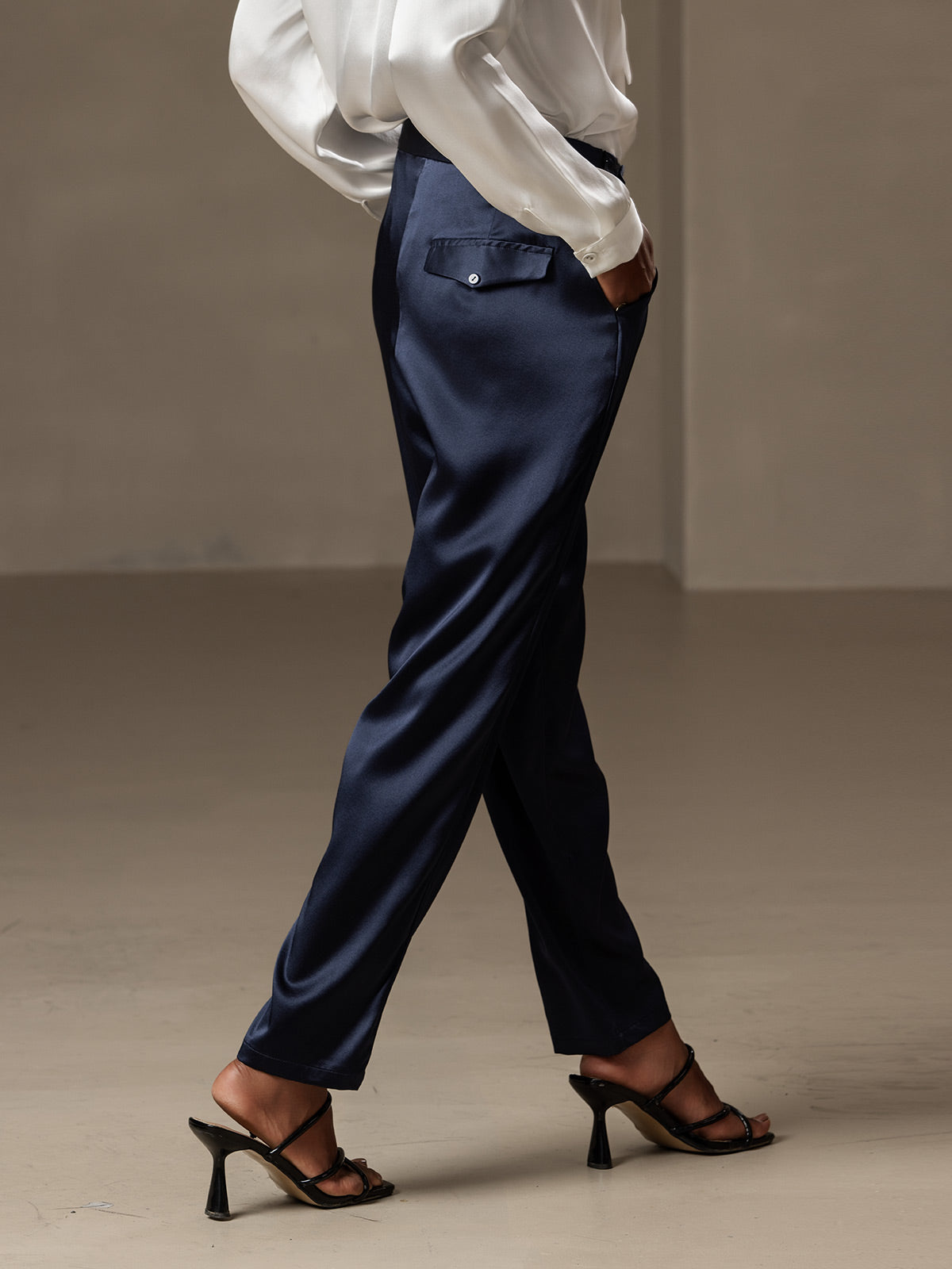Women's 19Momme Silk High Waist Tapered Pants