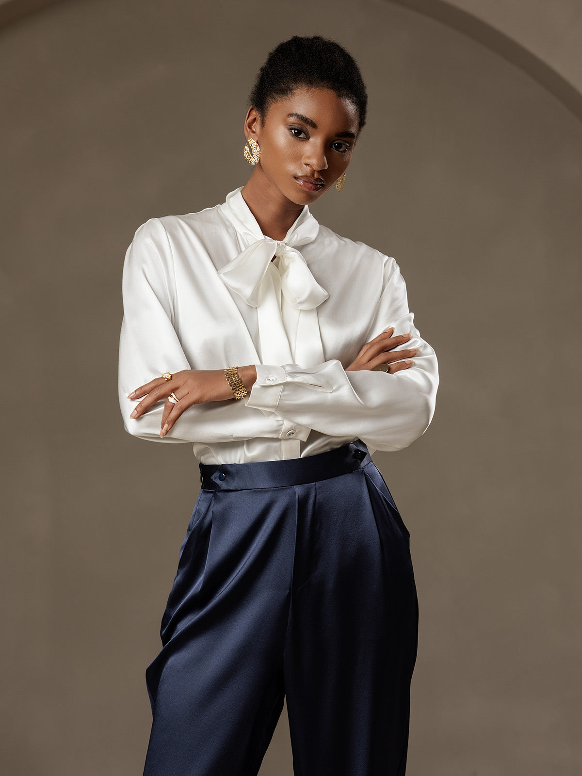 Women's 19Momme Silk High Waist Tapered Pants